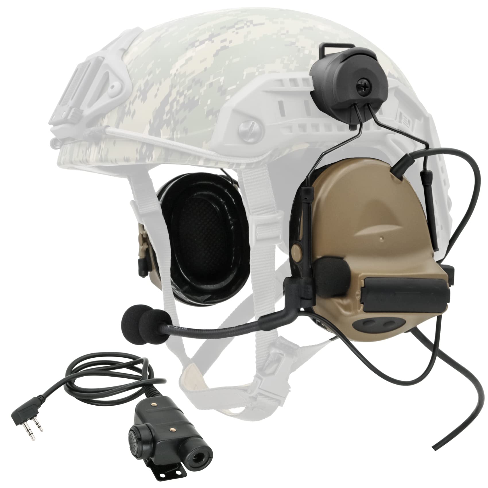 COMTA 2 Tactical Helmet Headset with U94 PTT 2pin Connector - Noise Cancelling Headphones for Airsoft, Hunting & Shooting - Perfect for Military Simulation & Outdoor Sports