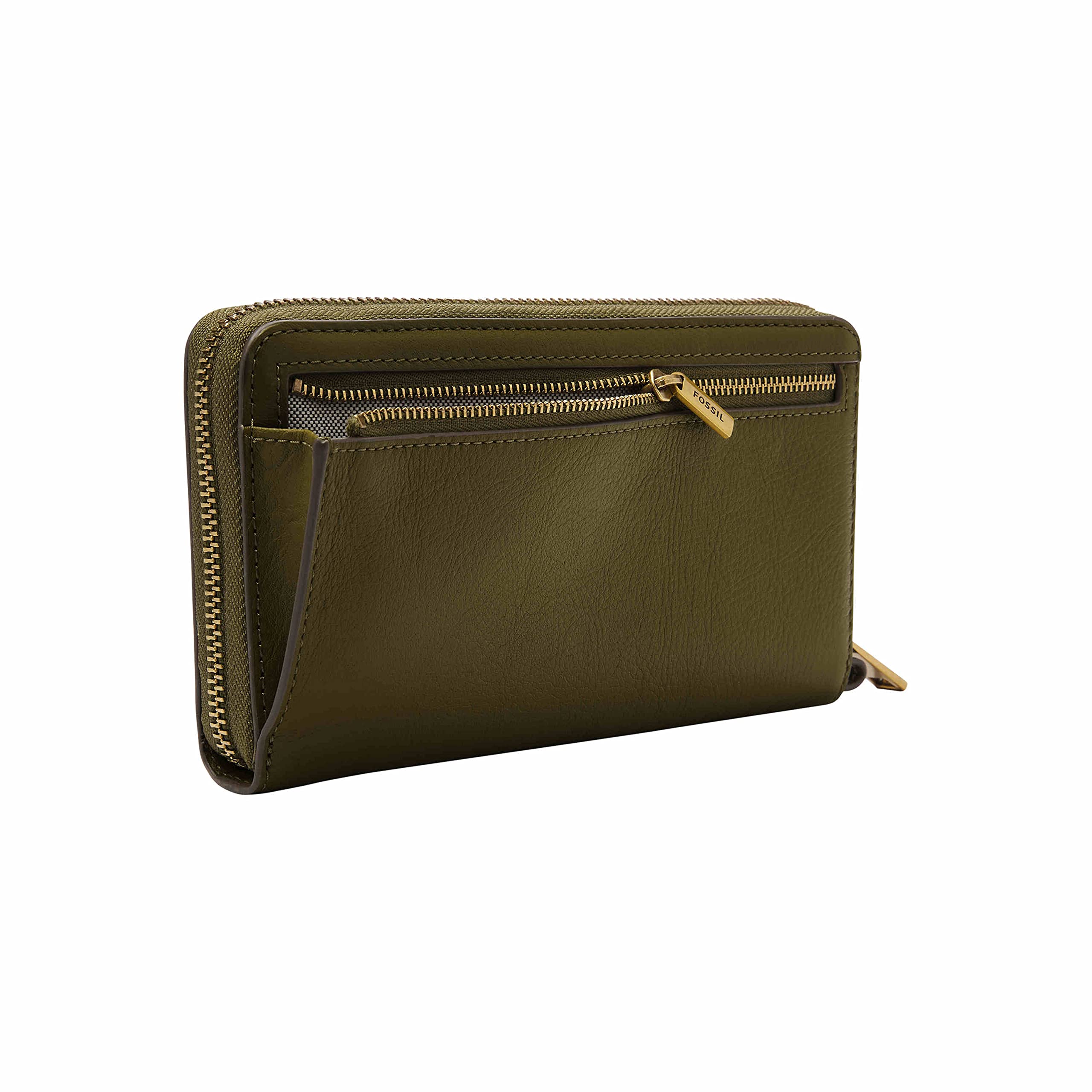 Fossil Women's Liza Eco Leather Zip Around Wallet Clutch with Wristlet Strap - Green Moss | Stylish Crossbody Purse for Everyday Use, Travel & Date Nights
