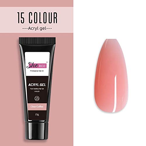 Builder Gel for Nails - Jelly Crystal Nail Art Glue with Quick Extension - ACRYL GEL (SH15 Clear Coffee) - Perfect for DIY Nail Extensions, Salon Professionals & Nail Art Enthusiasts