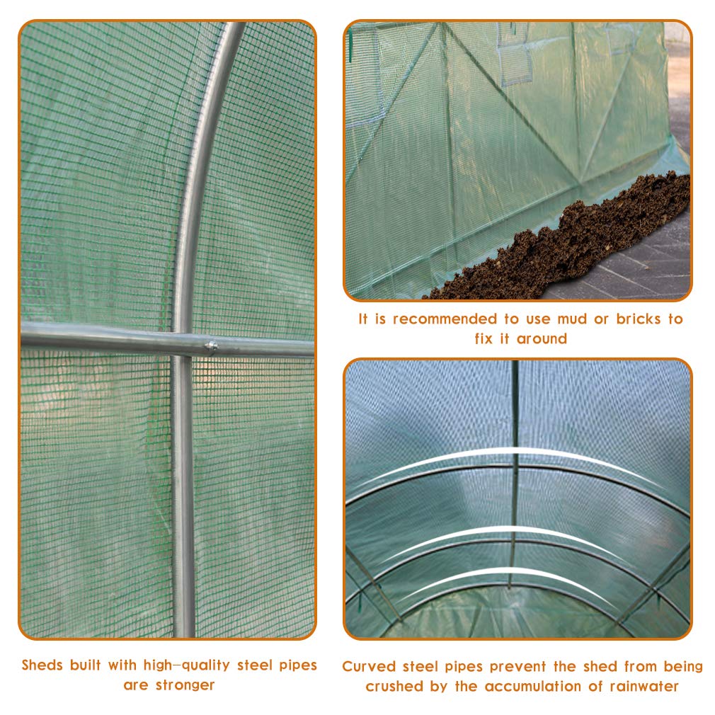 BestMassage 15'x7'x7' Steel Walk-in Greenhouse for Outdoor & Indoor Use - Perfect for Plants, Tomatoes, Herbs, and Gardening - Great for Patio, Backyard, and Gardening Enthusiasts