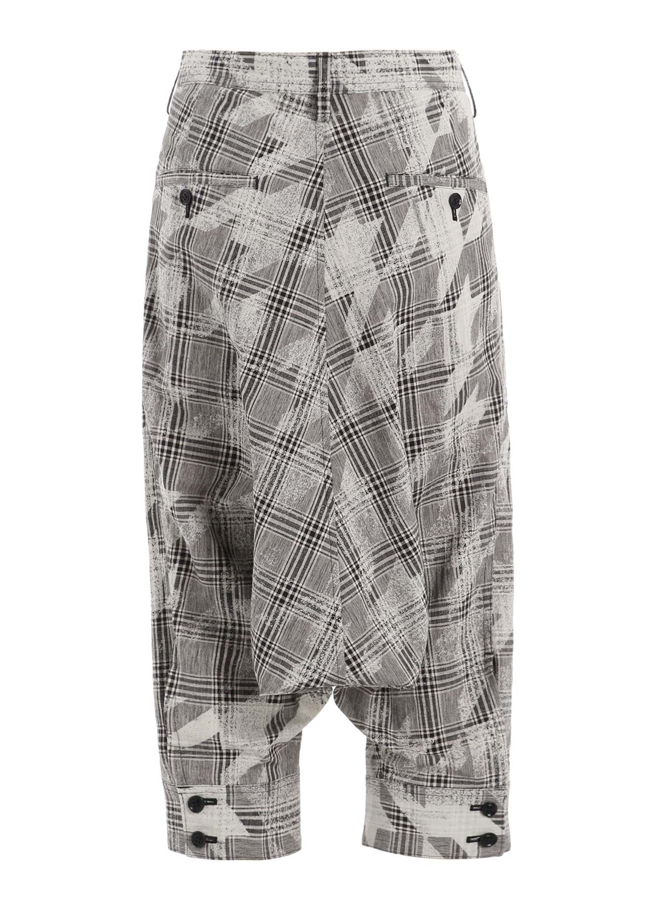 Stylish Cotton Linen Plaid Houndstooth Sarouel Pants with Cuffed Hem - Perfect for Casual Wear, Street Fashion & Boho Outfits