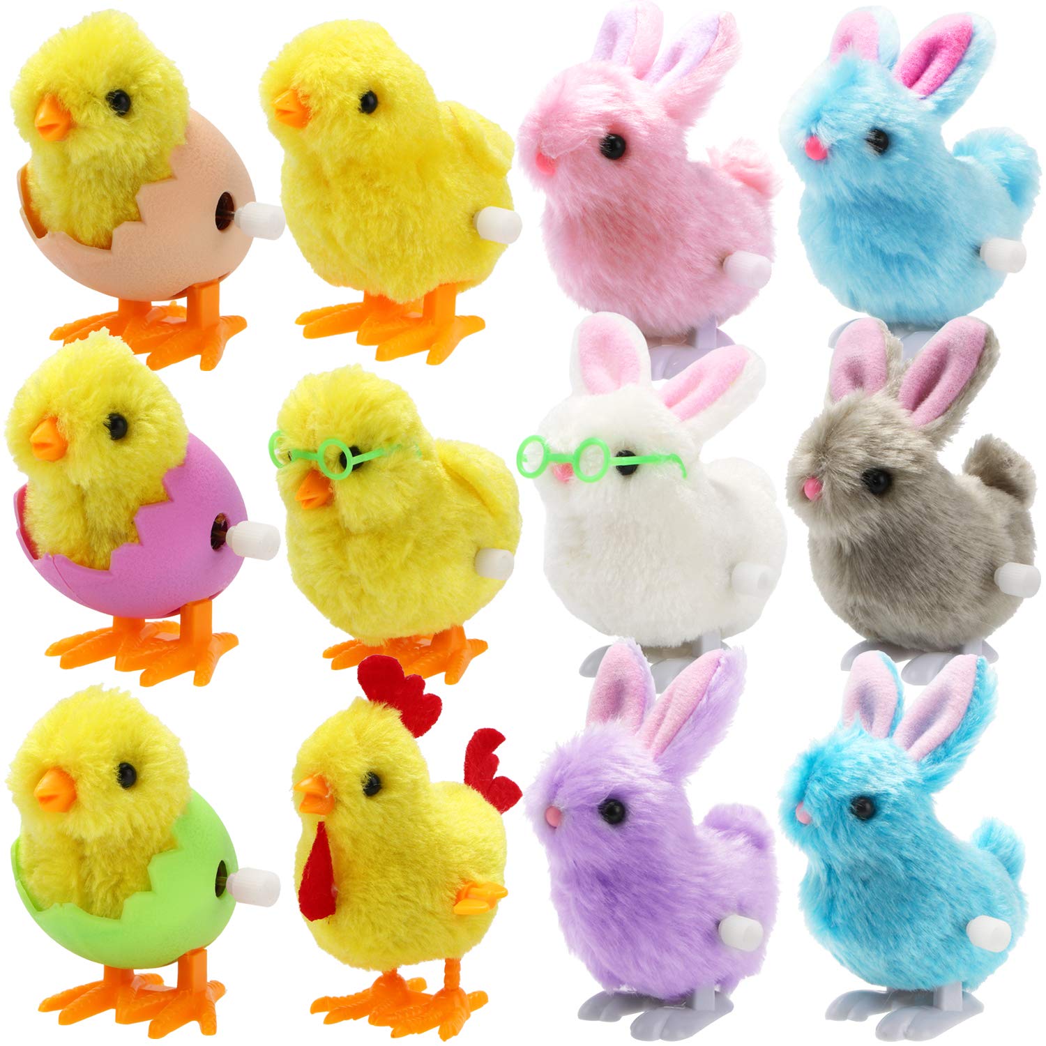 12 Pack Prefilled Easter Eggs with Wind-Up Toys - Plastic Easter Eggs Filled with Chicks & Bunnies Toys for Easter Basket Stuffers, Party Favors & Egg Hunt - Perfect for Easter Celebrations, Kids' Parties & Spring Festivities