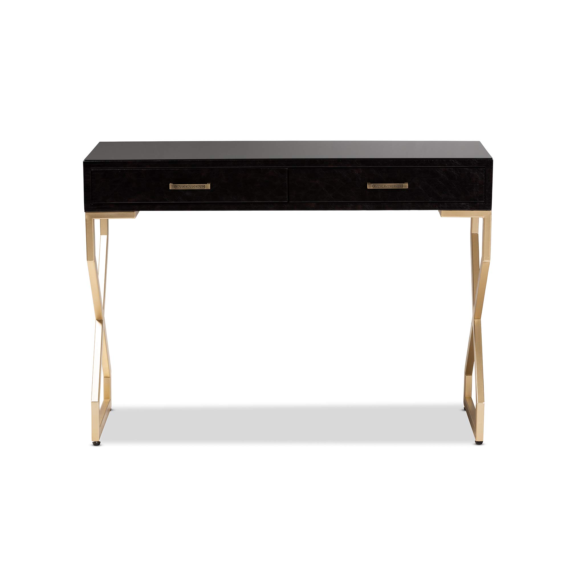 Baxton Studio Modern Console Table - Dark Brown & Gold Finish - Entryway, Living Room, Hallway Furniture for Home Decor
