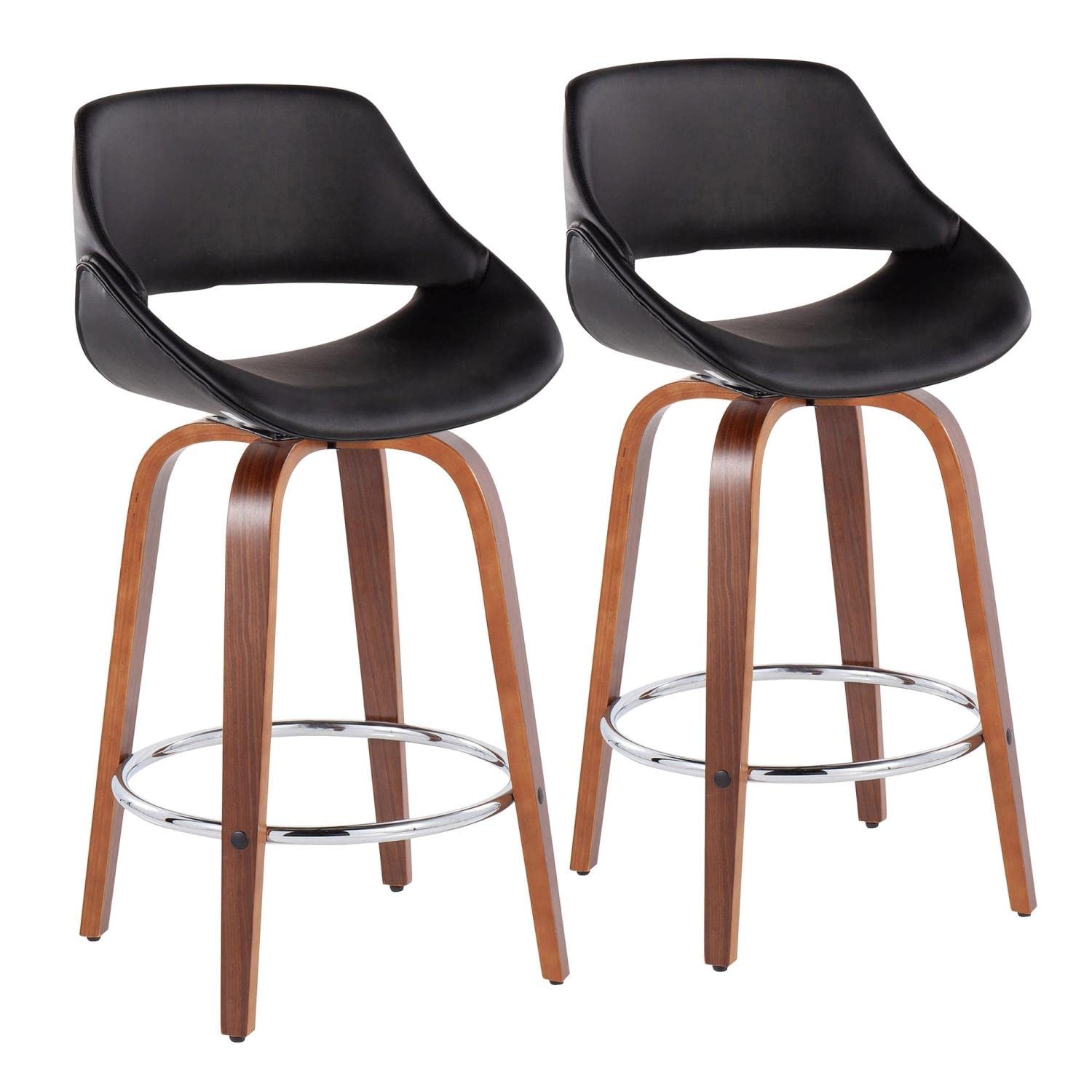 LumiSource Walnut Wood Counter Stools Set of 2 - 24