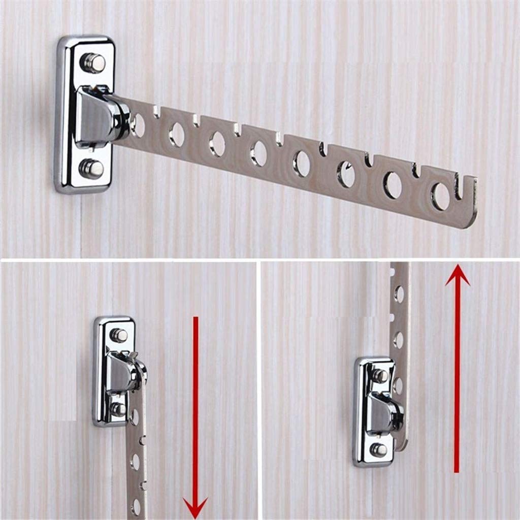 Stainless Steel Wall Mounted Clothes Hanger Holder - Folding Garment Drying Rack with Swing Arm Hook for Wardrobe, Closet & Laundry Room Organization | Perfect for Small Spaces, Bedrooms, Bathrooms & Apartments
