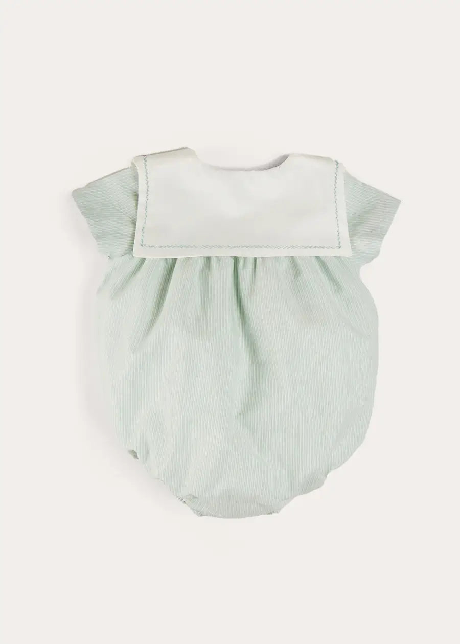 Green Striped Plane Embroidery Short Sleeve Baby Romper - 3 Months to 2 Years | Cute Airplane Outfit for Boys & Girls | Perfect for Playdates, Travel & Photo Shoots