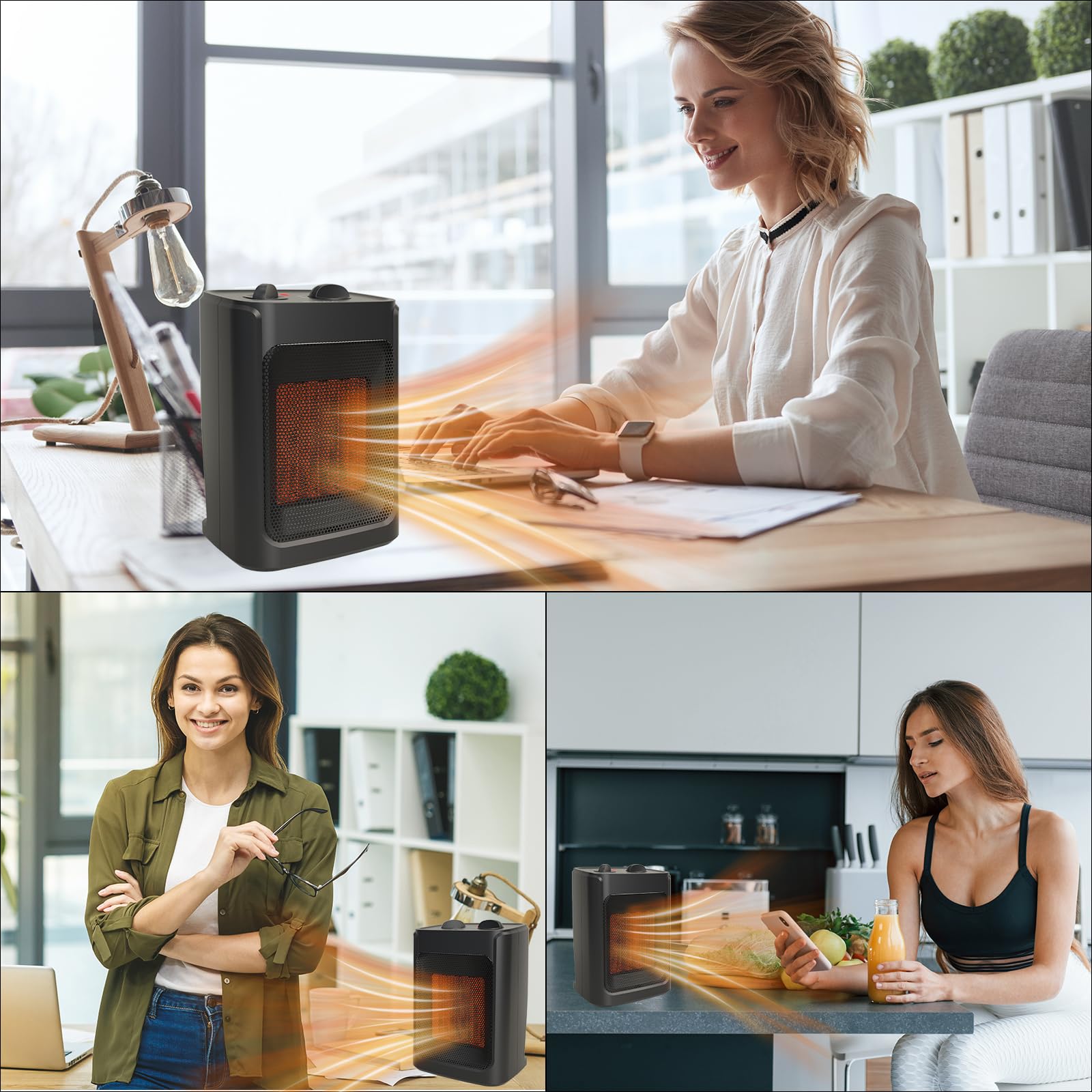 JNDRO 1500W Portable Electric Space Heater with Thermostat - Quiet Ceramic Mini Heater Fan for Room, Office & Desk | Fast Heating up to 200 Sq.Ft | Perfect for Winter, Bedroom, Indoor & Personal Use