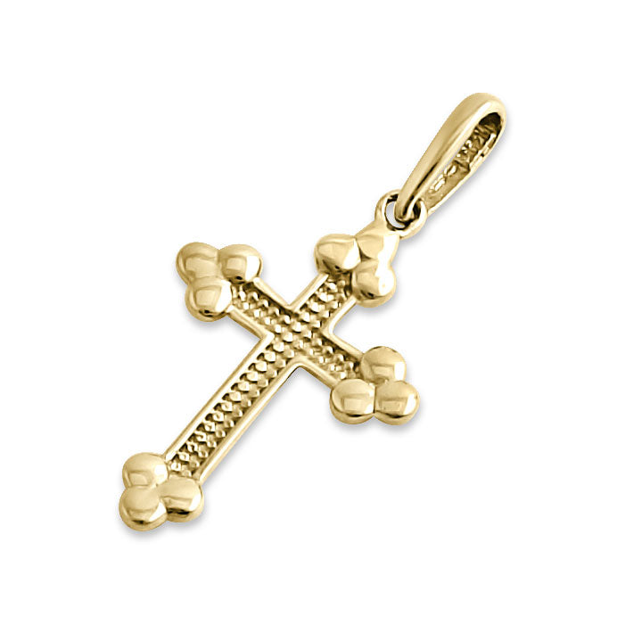 14K Yellow Gold Rustic Cross Pendant for Women - Dainty Religious Jewelry Gift for Baptism, Confirmation & Everyday Faith - Elegant Necklace for Church, Weddings & Special Occasions