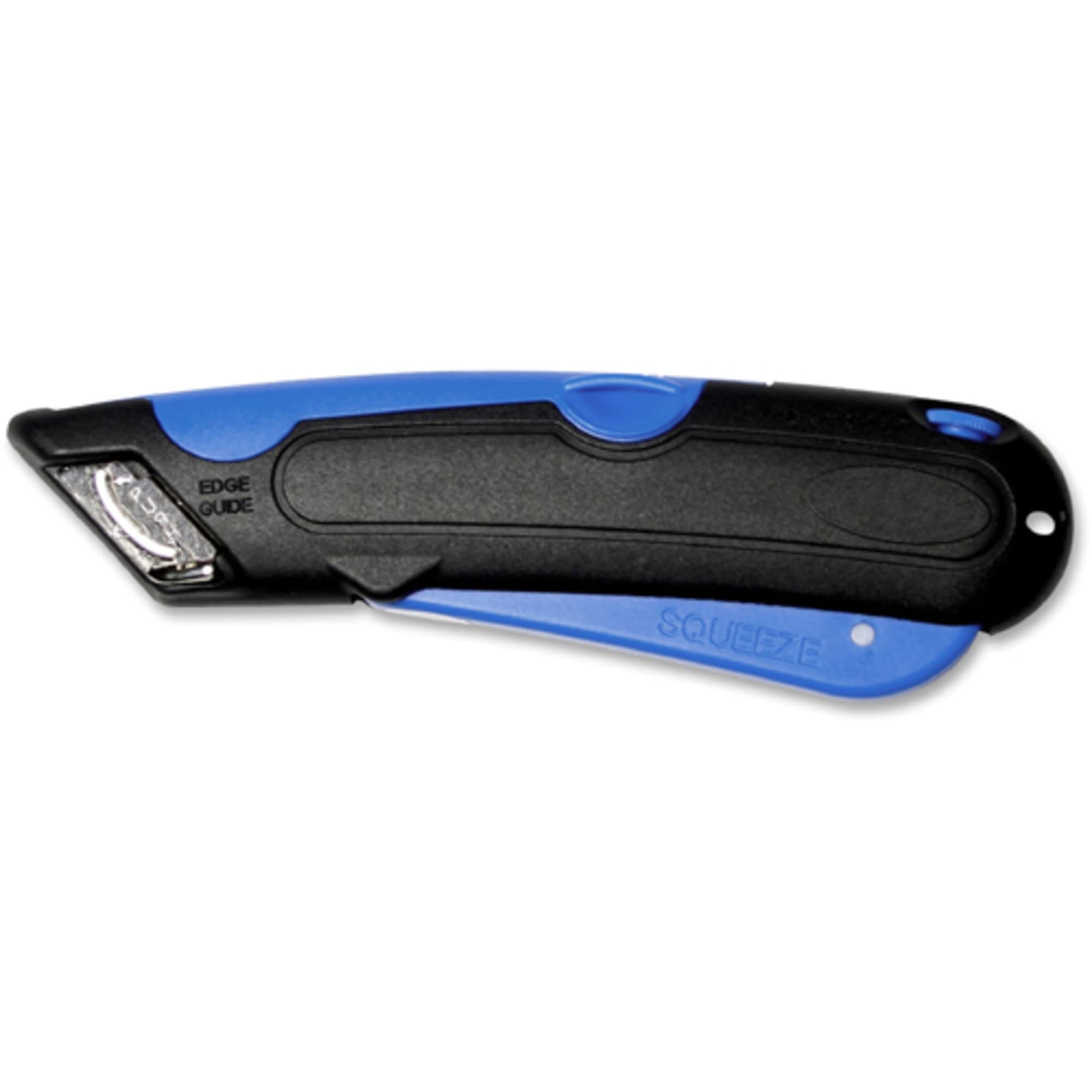 COSCO 091508 Self-Retracting Safety Utility Knife with Replaceable Blade - Black/Blue - Ideal for Packaging, Crafting & Office Use