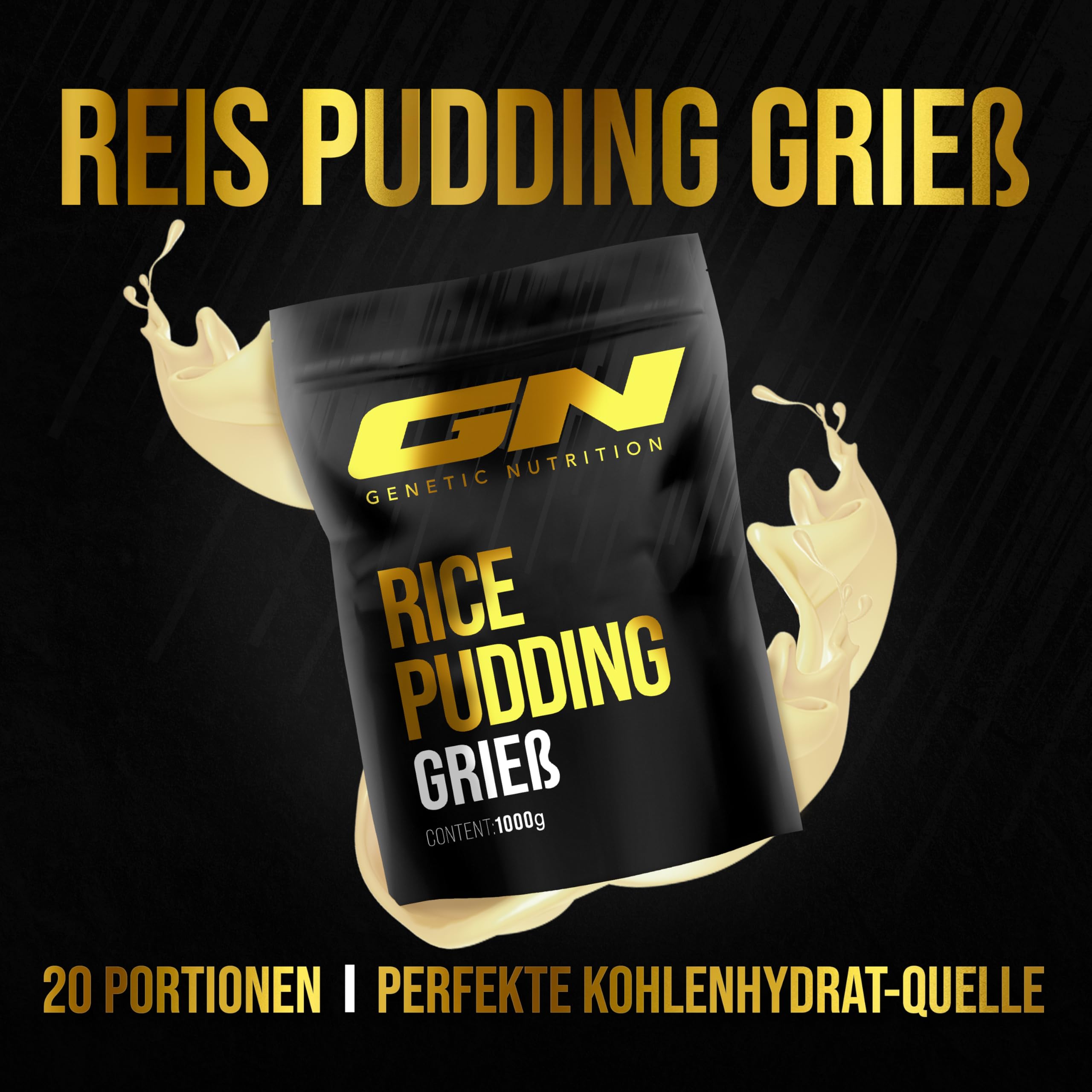 GN Laboratories Rice Semolina Pudding 1000g - Premium German-Made Rice Flour Dessert Mix | High-Quality Carbohydrate Source | Smooth & Creamy Texture | Quick Preparation | Perfect for Breakfast, Desserts & Post-Workout Recovery