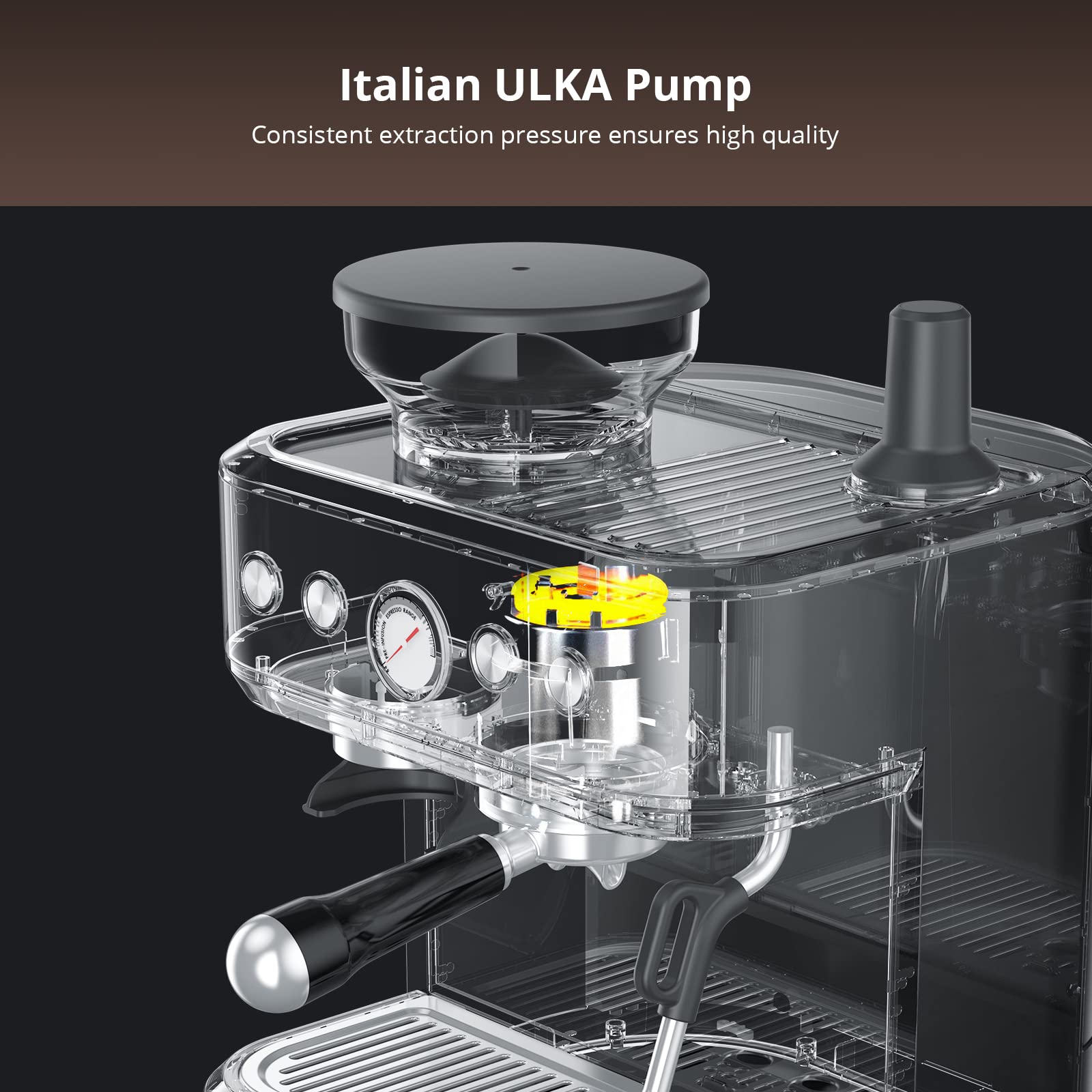 Professional Espresso Machine with Built-in Grinder & Milk Frother - Removable Water Tank for Home, Cafe & Bar Use - Perfect for Lattes, Cappuccinos & Coffee Brewing