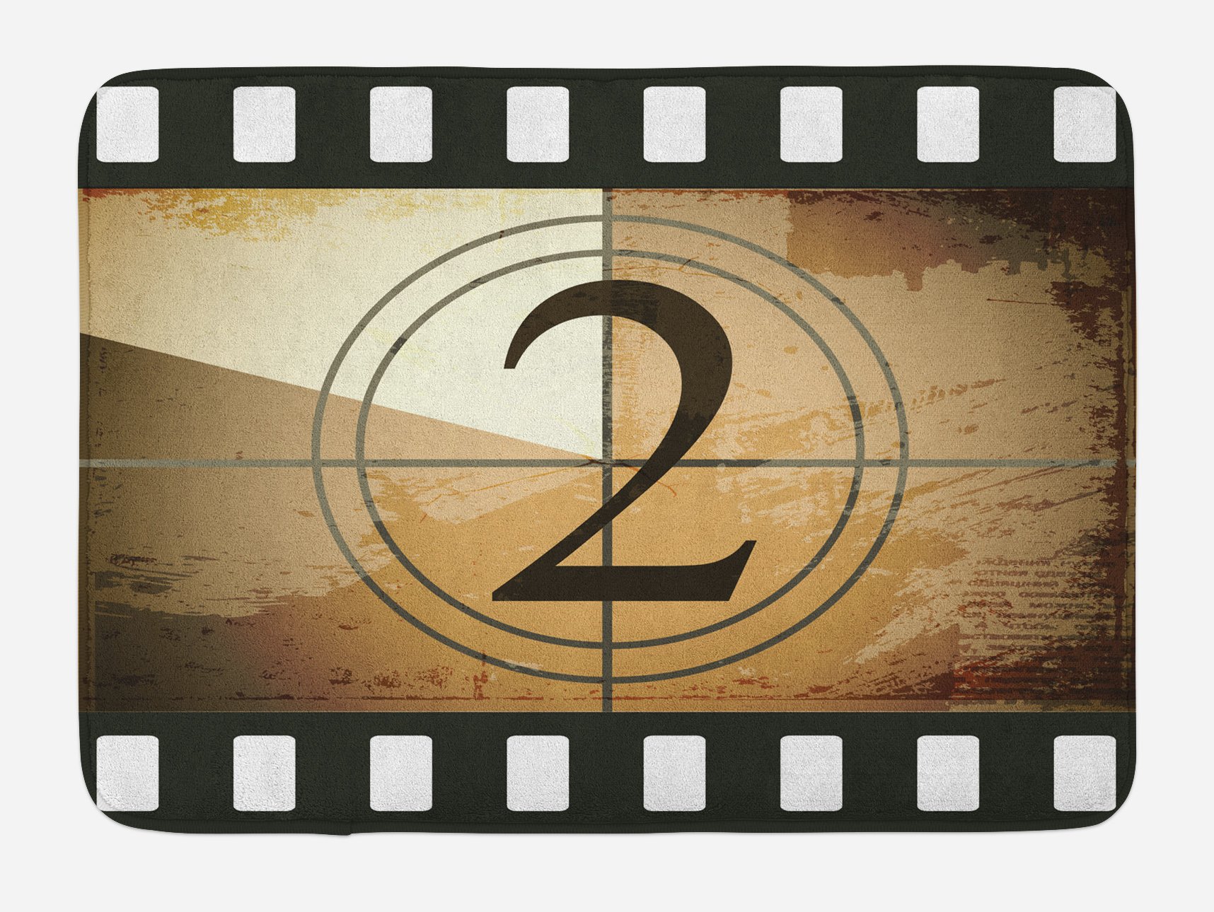 Ambesonne Movie Theater Bath Mat - Countdown Screen Design on Grunge Background, Non-Slip Plush Bathroom Rug 30