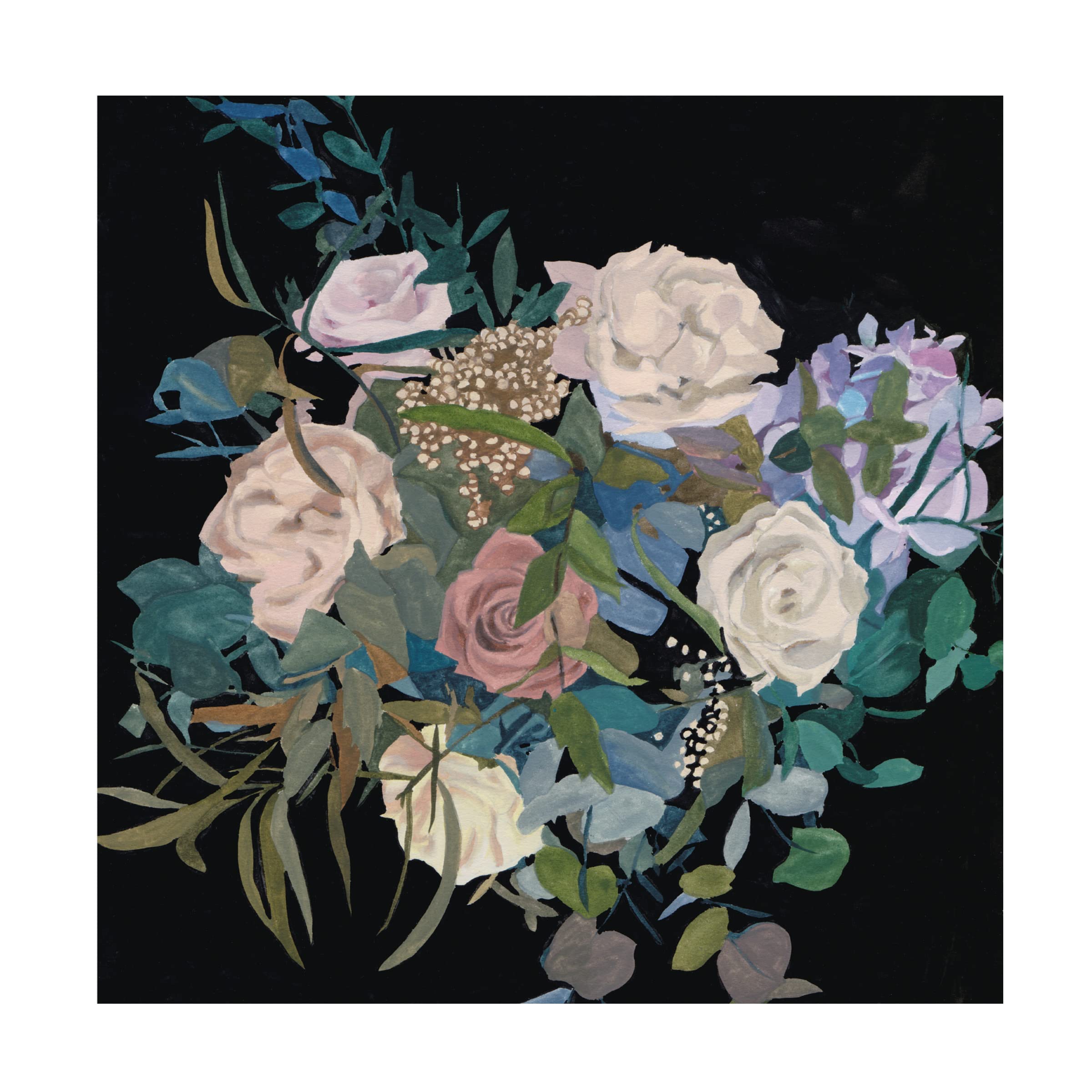 Melissa Wang 'Violet Bouquet I' Floral Canvas Wall Art Print - Handmade Home Decor for Living Room, Bedroom & Office
