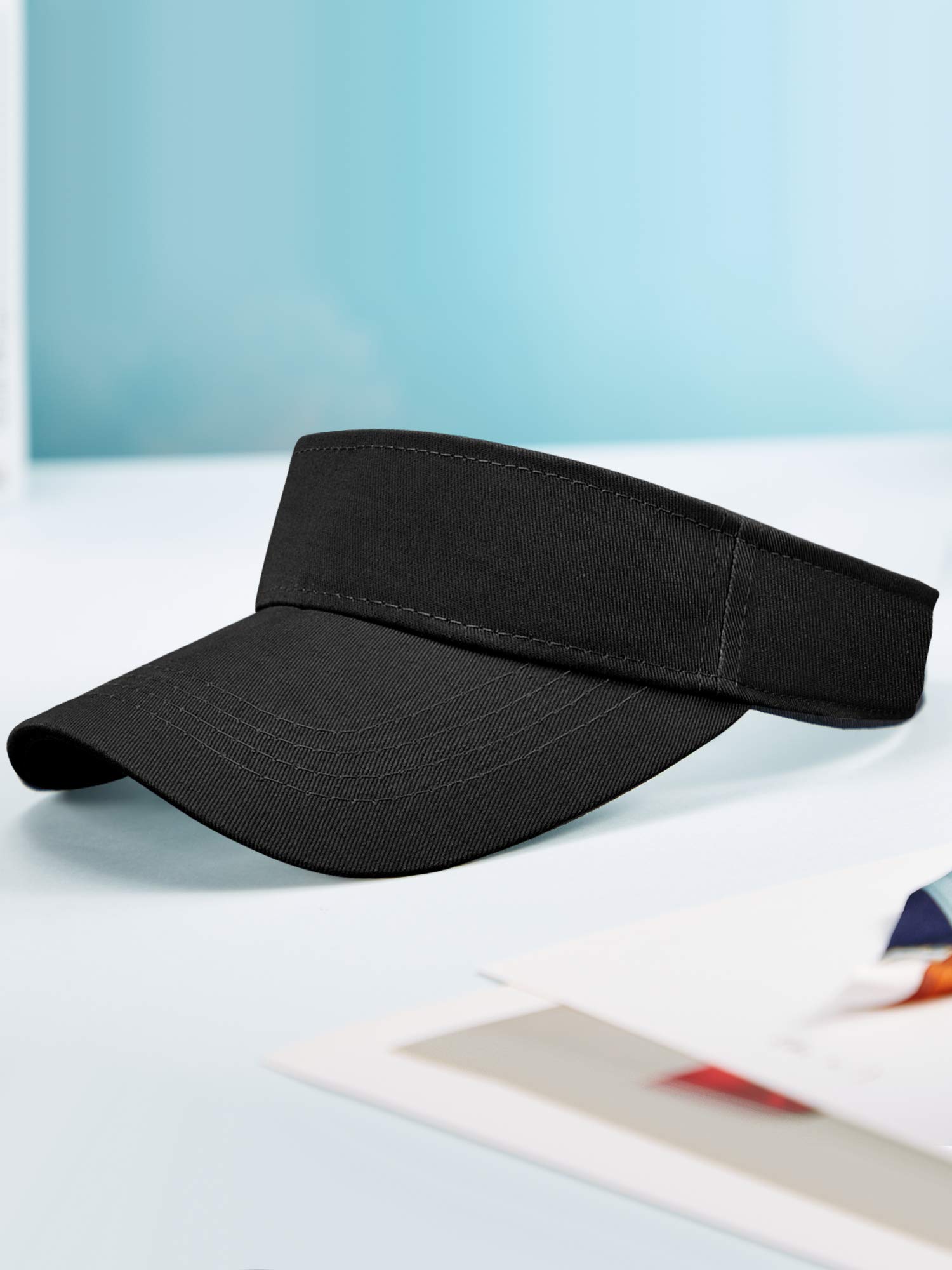 3 Pack Adjustable Sun Visor Hats for Men & Women - UV Protection Sports Cap in Black, White, Gray - Perfect for Running, Golf, Tennis & Outdoor Activities