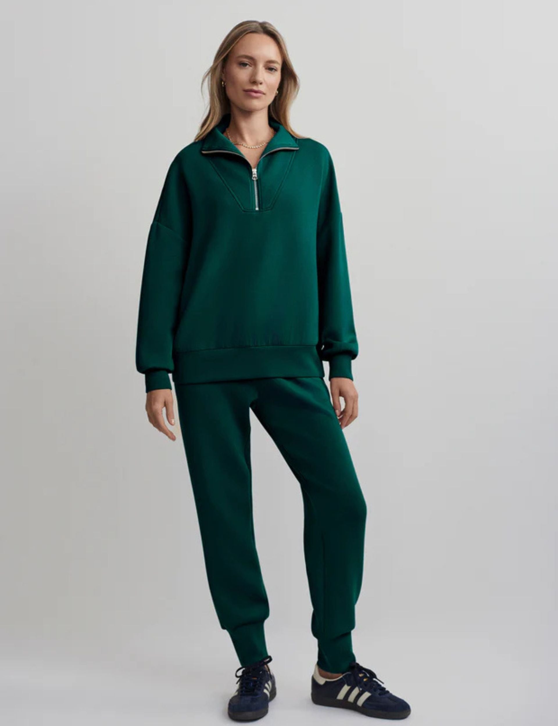 Hawley Half Zip Sweatshirt for Men - Soft Cotton Fleece Pullover with Hood - Forest Green - Perfect for Outdoor Activities, Hiking and Casual Wear