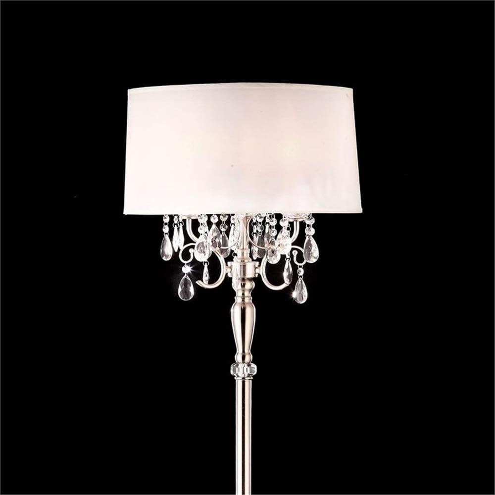 Furniture of America Engis Glam Metal Floor Lamp - White & Chrome Finish - Modern Living Room Lighting for Bedroom, Office & Reading Nook