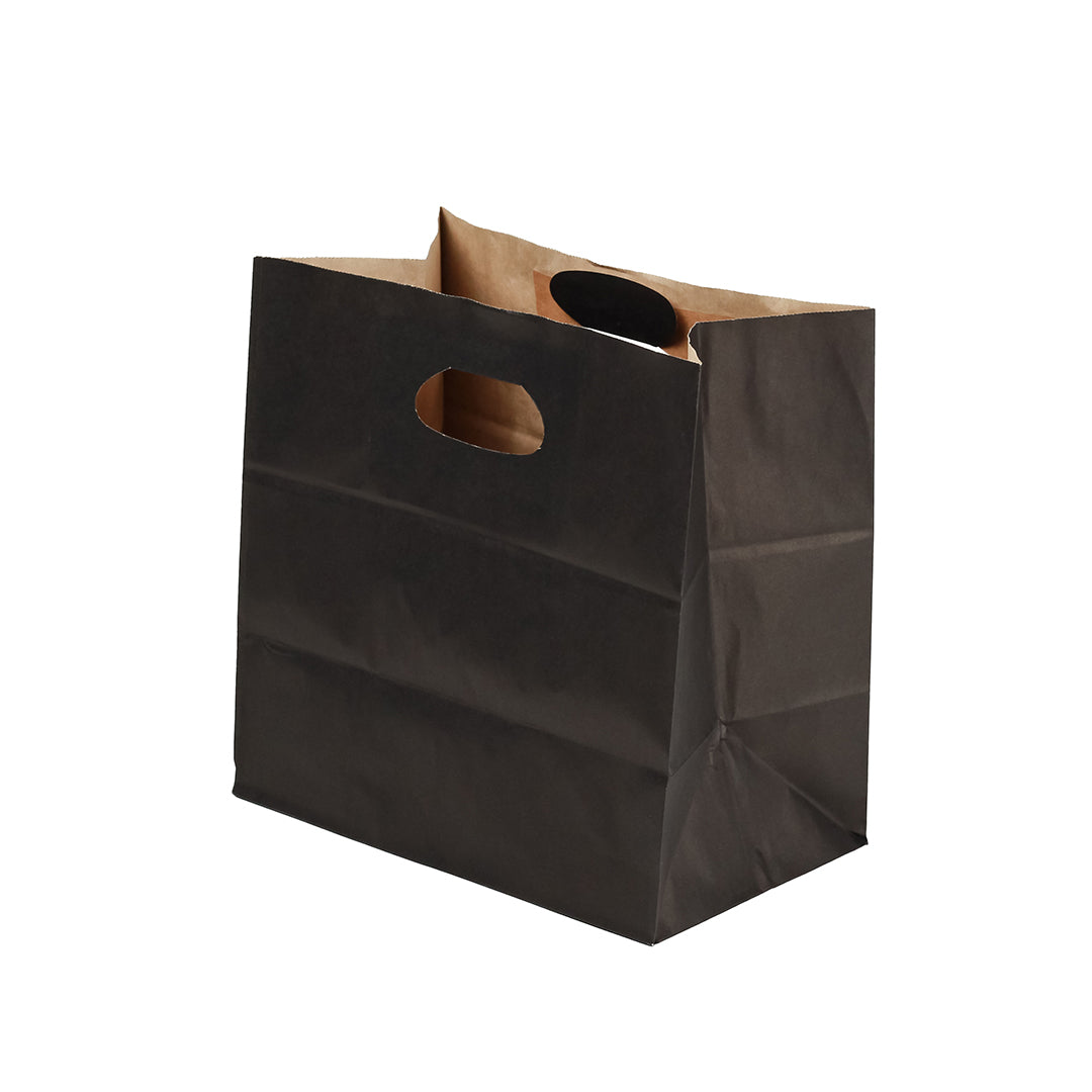 Premium Rectangle Black Paper Take Out Bags with Handles - 11