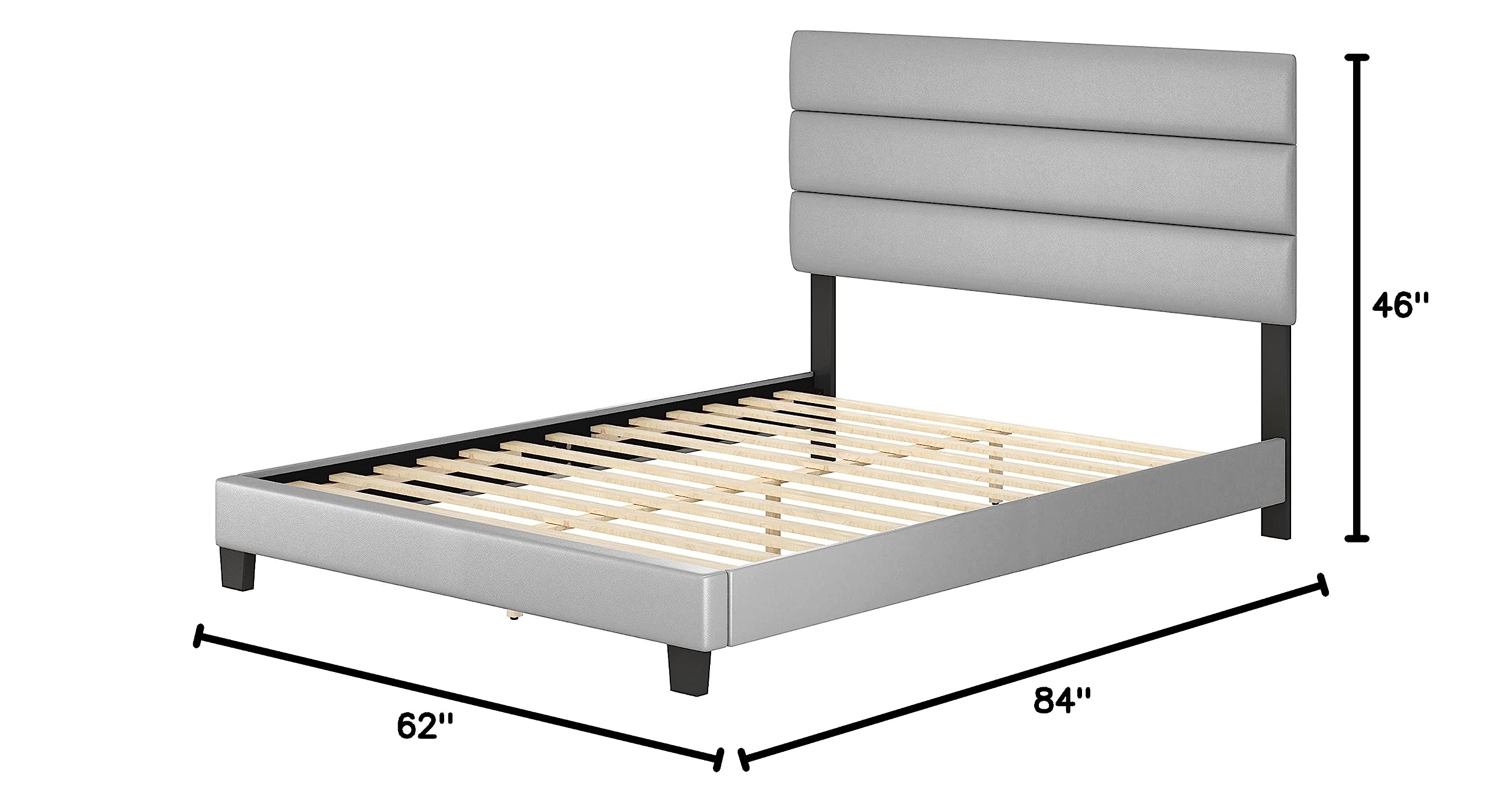 Boyd Sleep Piedmont Gray Vegan Leather Queen Size Platform Bed Frame with Adjustable Headboard - No Box Spring Needed, Easy Assembly, Quiet & Sturdy Mattress Support for Modern Bedroom | Perfect for Master Bedrooms, Guest Rooms & Small Apartments