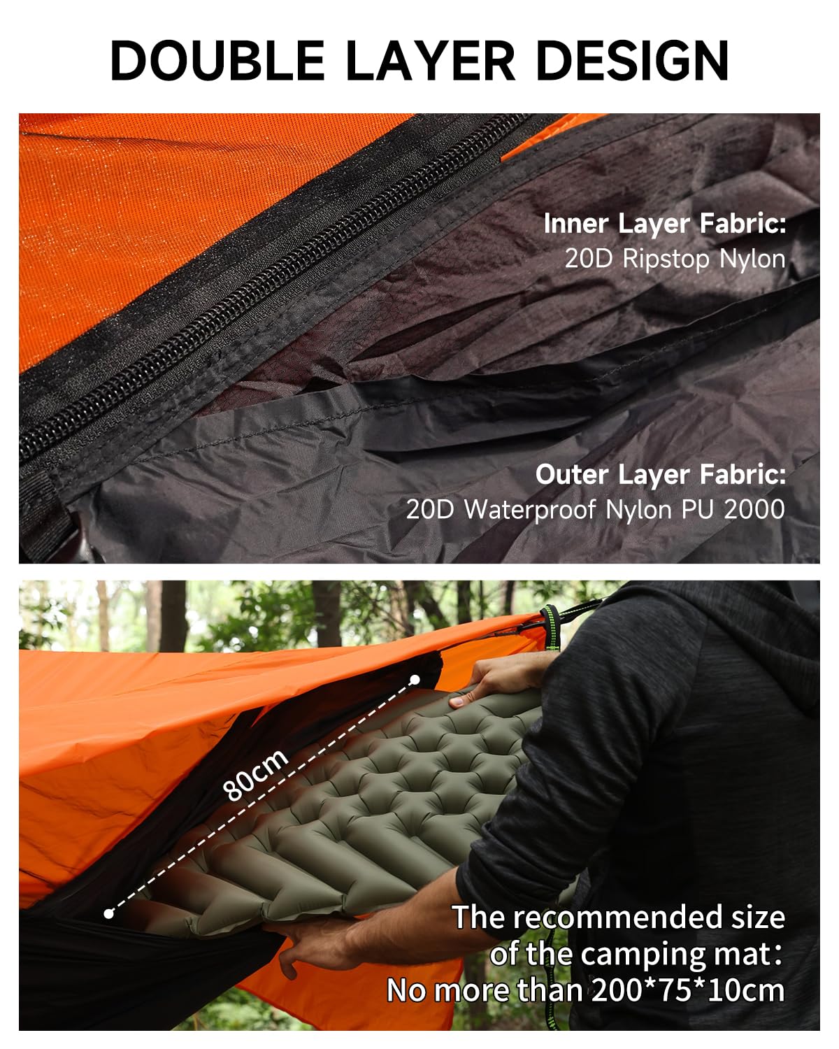 SkyNest 11ft Camping Hammock with Mosquito Net & Rain Fly Tarp - 4-in-1 Ultralight Portable Double Layer Hammock Tent with Ridge Rope - Perfect for Backpacking, Hiking, Outdoor Adventures & Backyard Relaxation