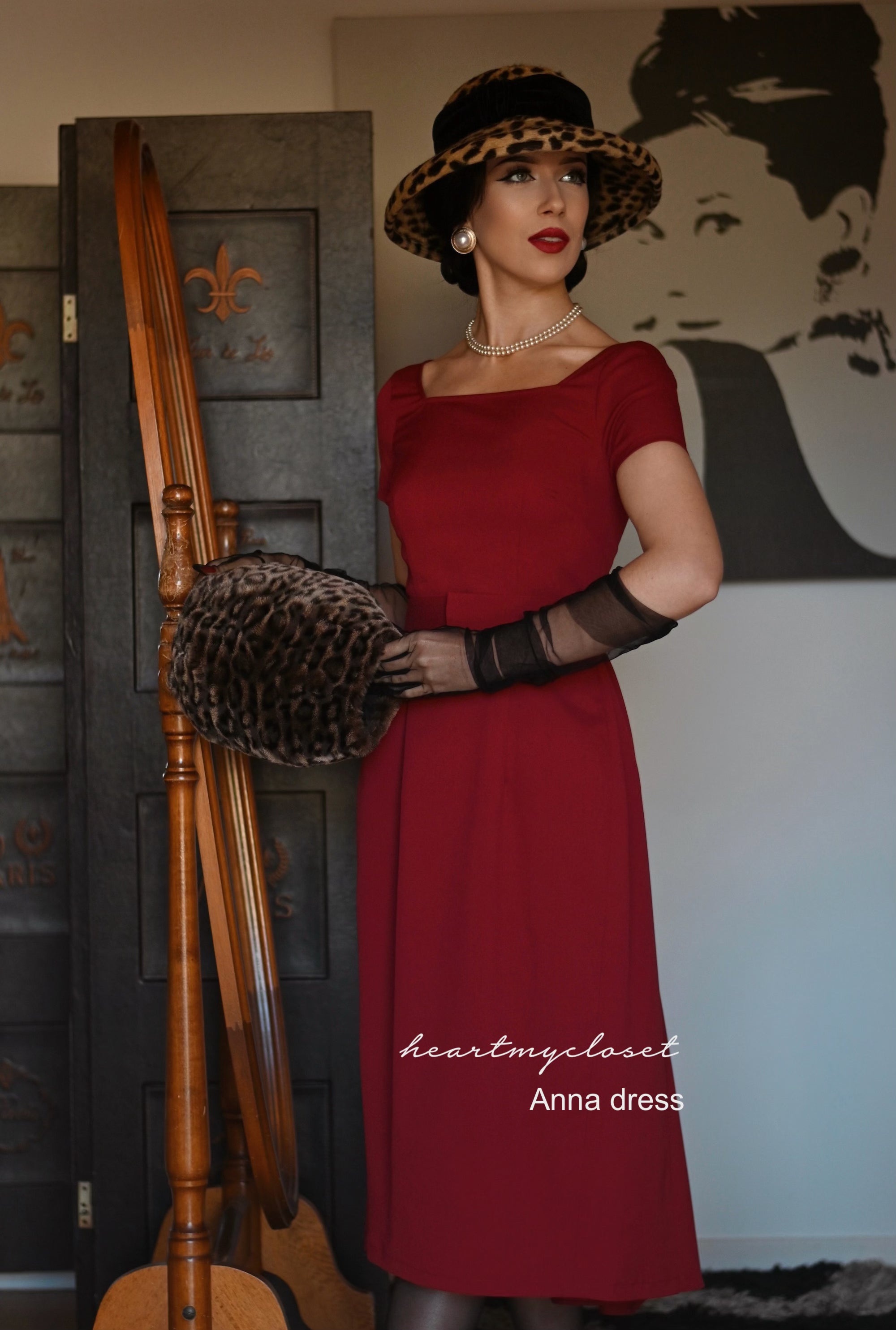 Vintage 1950s ANNA Dress with Back Pleats - Retro Swing Dress for Women, Perfect for Parties, Weddings & Themed Events