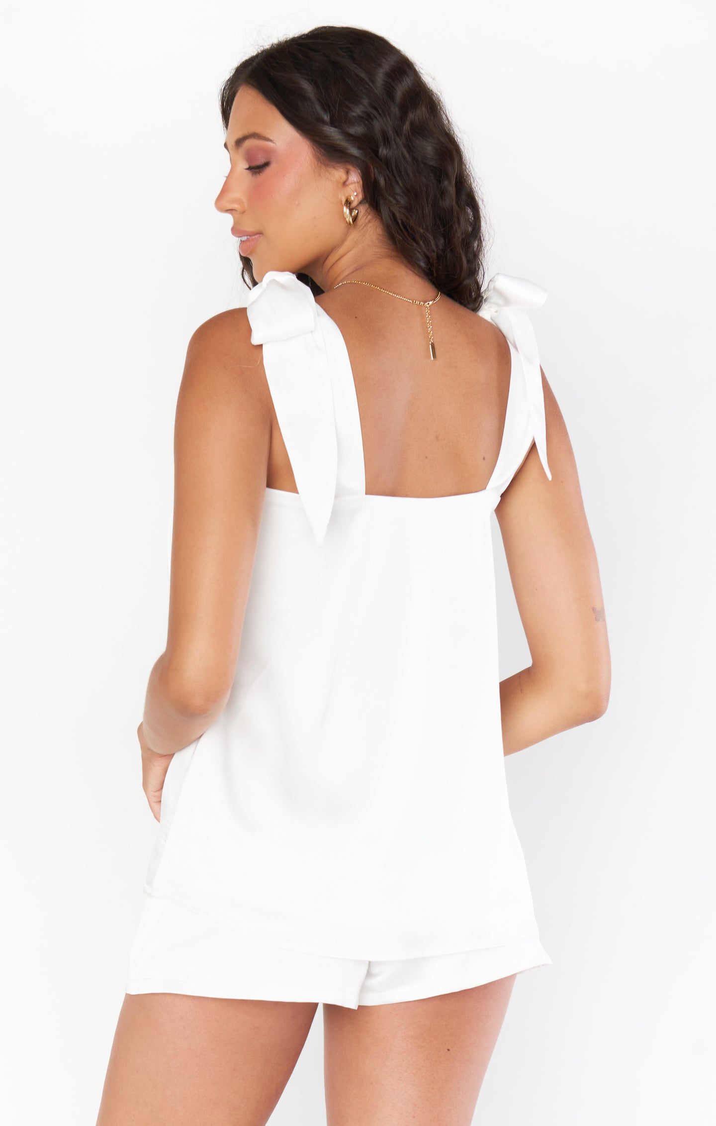 Luxury Satin Makeup Tank Top for Women - Ivory Elegant Blouse for Casual Wear & Night Out