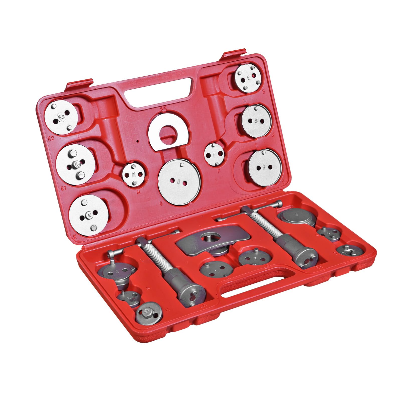 BIG RED Torin 22-Piece Brake Caliper Press Tool Kit | Disc Brake Piston Caliper Compressor Set for Brake Pad Replacement & Reset (Red, ATRHS-E3318BR) | Professional Automotive Repair Tool for DIY Mechanics & Car Enthusiasts