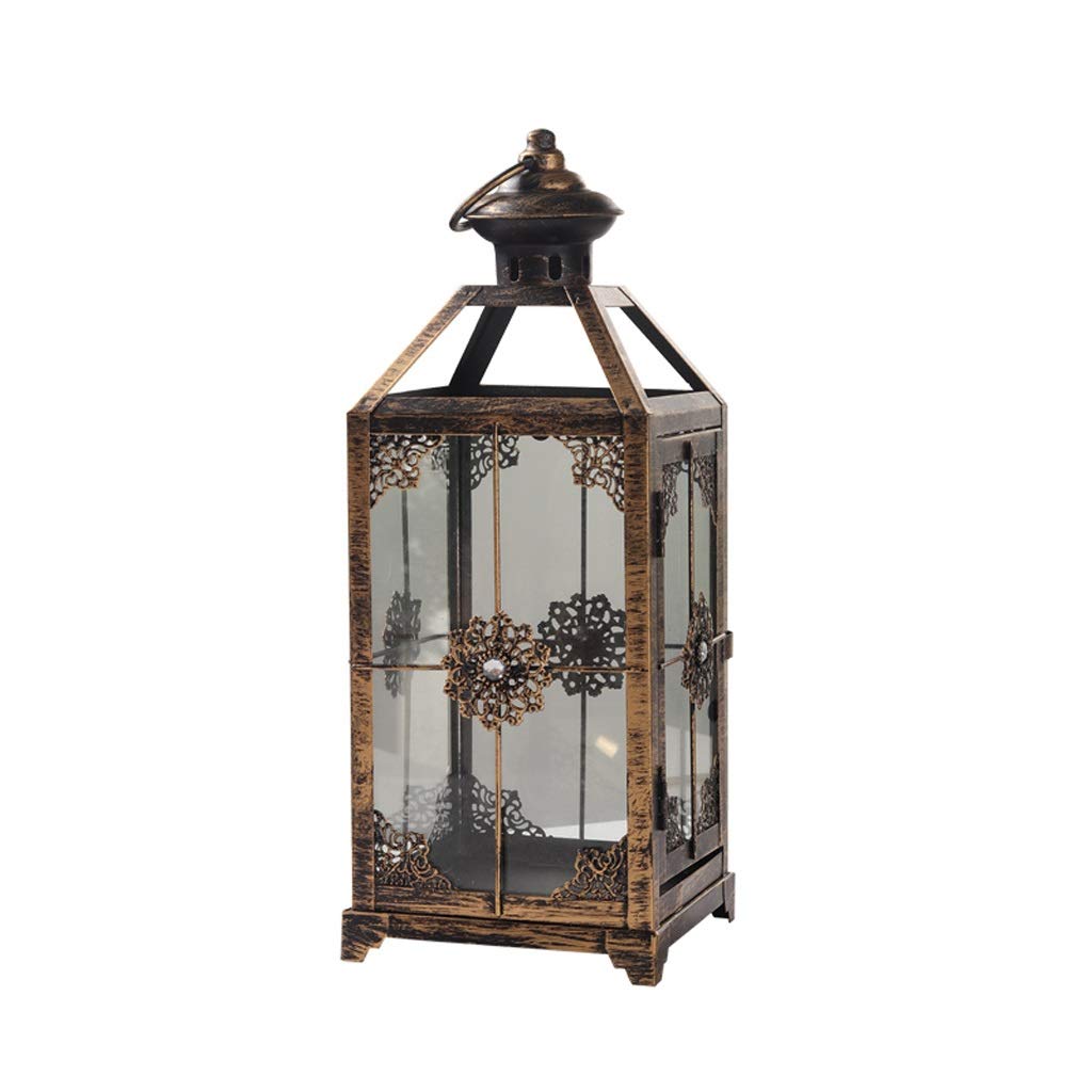 Vintage Iron Windproof Candle Holder - Outdoor Patio Lantern for Wedding, Bar, Home & Garden Decor - Perfect for Romantic Dinners, Camping, and Courtyard Lighting