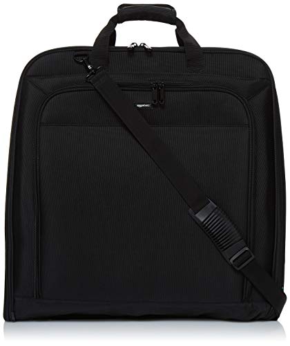 Amazon Basics XL Garment Bag for Travel - Waterproof Suit Cover with Zipper Closure, Fits 3-4 Suits or Dresses, Perfect for Business Trips, Weddings & Formal Events (Black)
