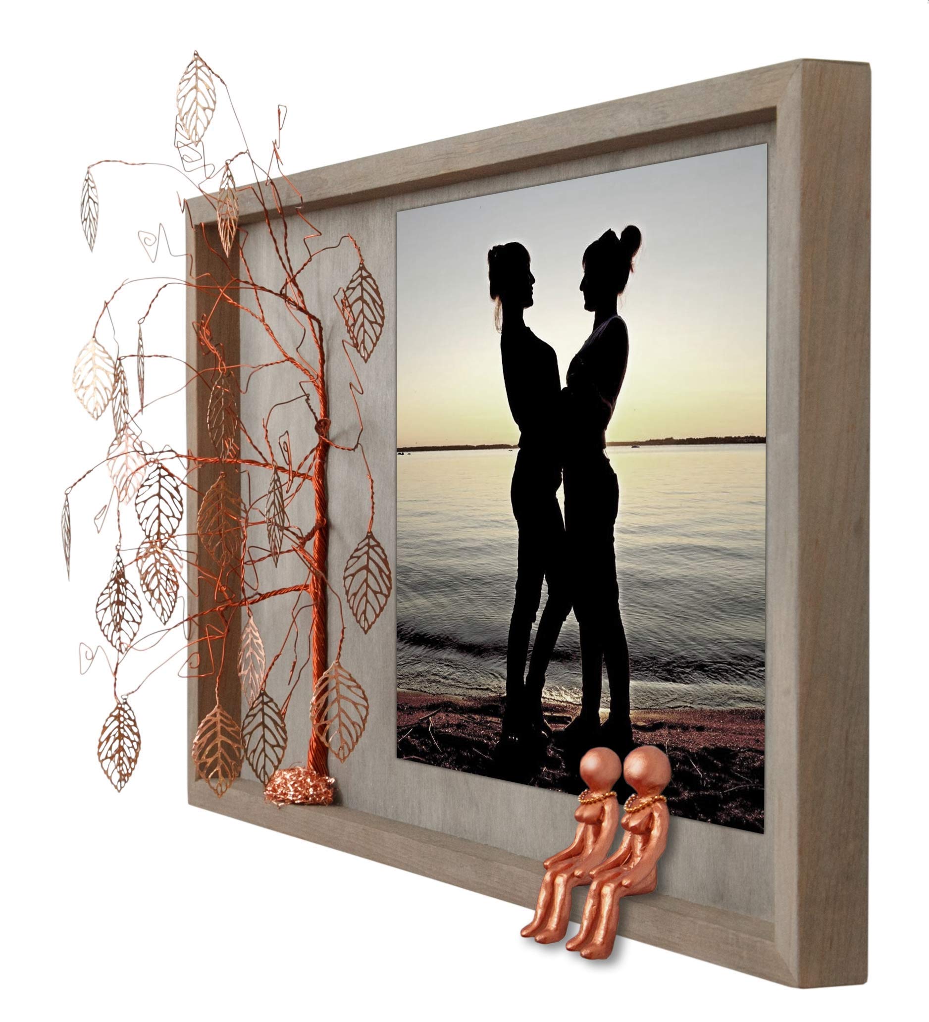 Personalized Family Picture Frame Collage - Handmade Silver, Steel, Bronze, Tin & Aluminum Wall Art - Unique Anniversary Gifts for 6th, 7th, 8th, 10th, 11th, 25th, 40th, 60th & 80th Years - Perfect for Him & Her - Ideal for Living Room Decor, Wedding Anniversaries & Family Memories