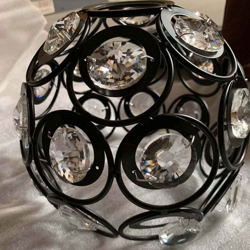 3-Pack H-Type Track Light Pendants with Crystal Lampshade & Black Iron Cage - Modern Restaurant Chandelier Lighting (Bulb Not Included) - Perfect for Dining Rooms, Cafes and Commercial Spaces