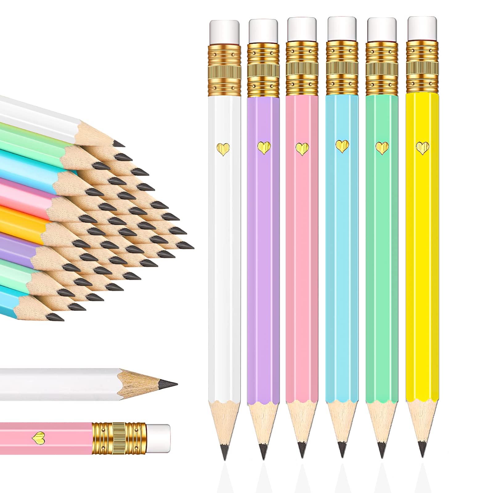 60 Pack Pre-Sharpened Mini Golf Pencils with Erasers - Bulk Party Favors for Baby Showers, Bridal Showers & School Prizes - Perfect for Games, Classroom Rewards & Student Incentives