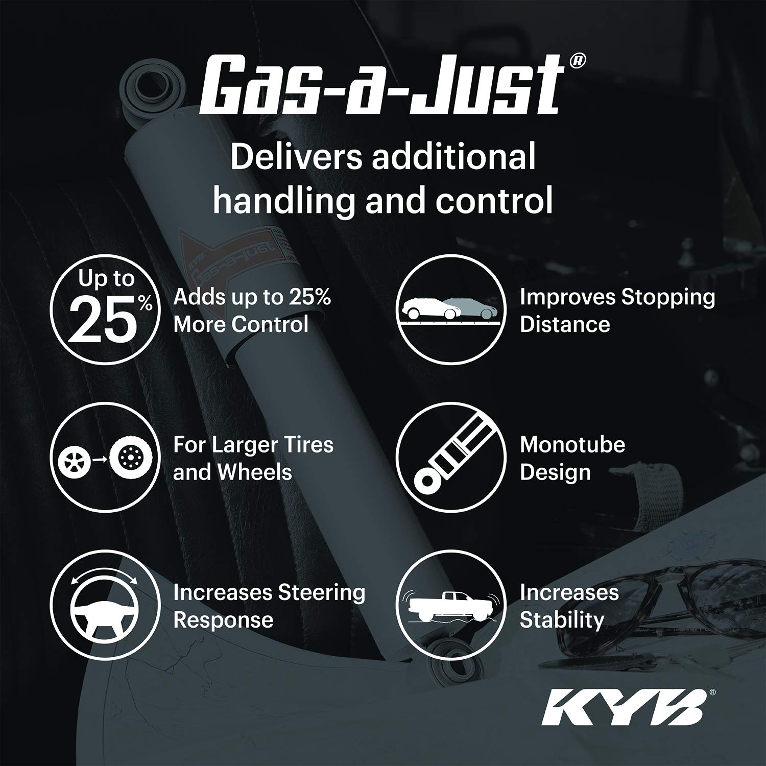 KYB 551130 Gas-a-Just Gas Strut - Shock Absorber for Smooth Liftgate & Hatchback Operation | Perfect for Trucks, SUVs & Vans | Durable Automotive Replacement Part