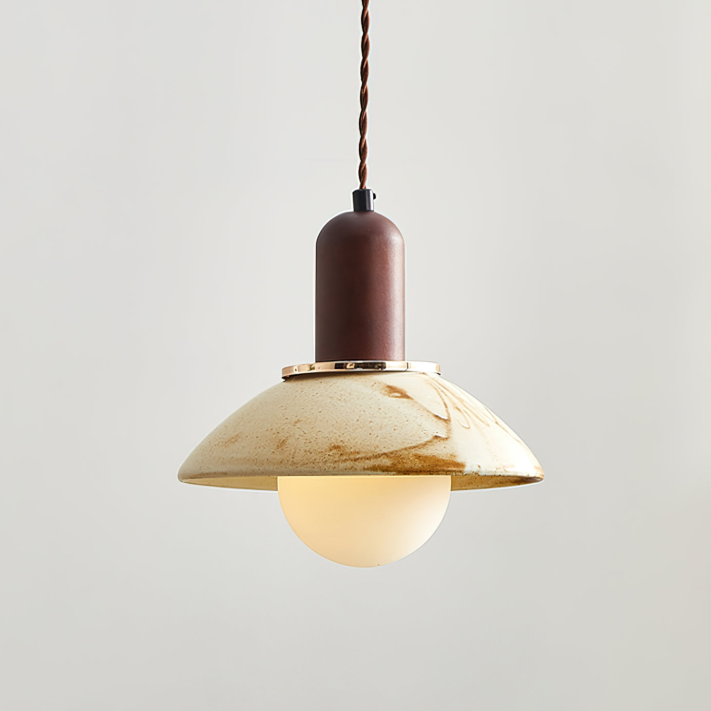 Handmade Ceramic Pendant Light with Cup Lid Design - Modern Boho Ceiling Fixture for Kitchen, Dining Room & Cafe Decor