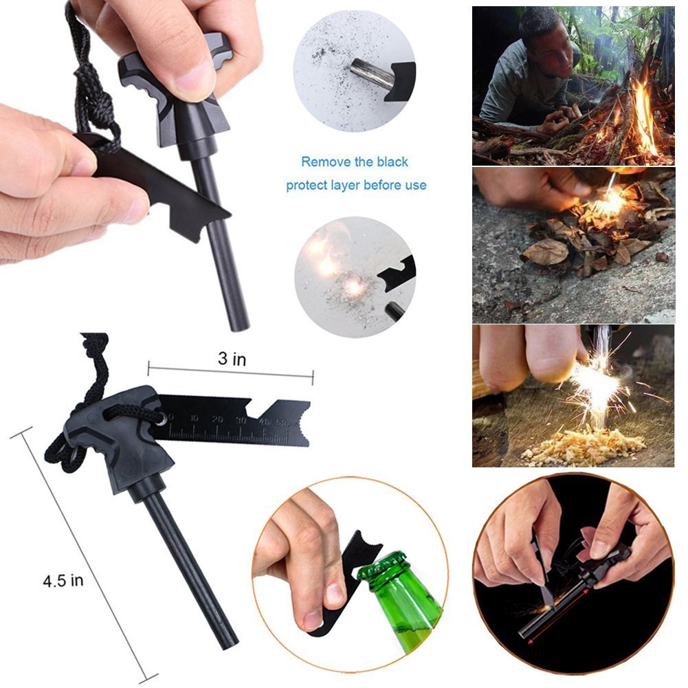 XUANLAN 13-in-1 Emergency Survival Kit - Outdoor Survival Gear with Fire Starter, Whistle, Paracord Bracelet, Multi-Tool & Water Bottle Clip | Perfect for Camping, Hiking, Backpacking & Emergency Preparedness