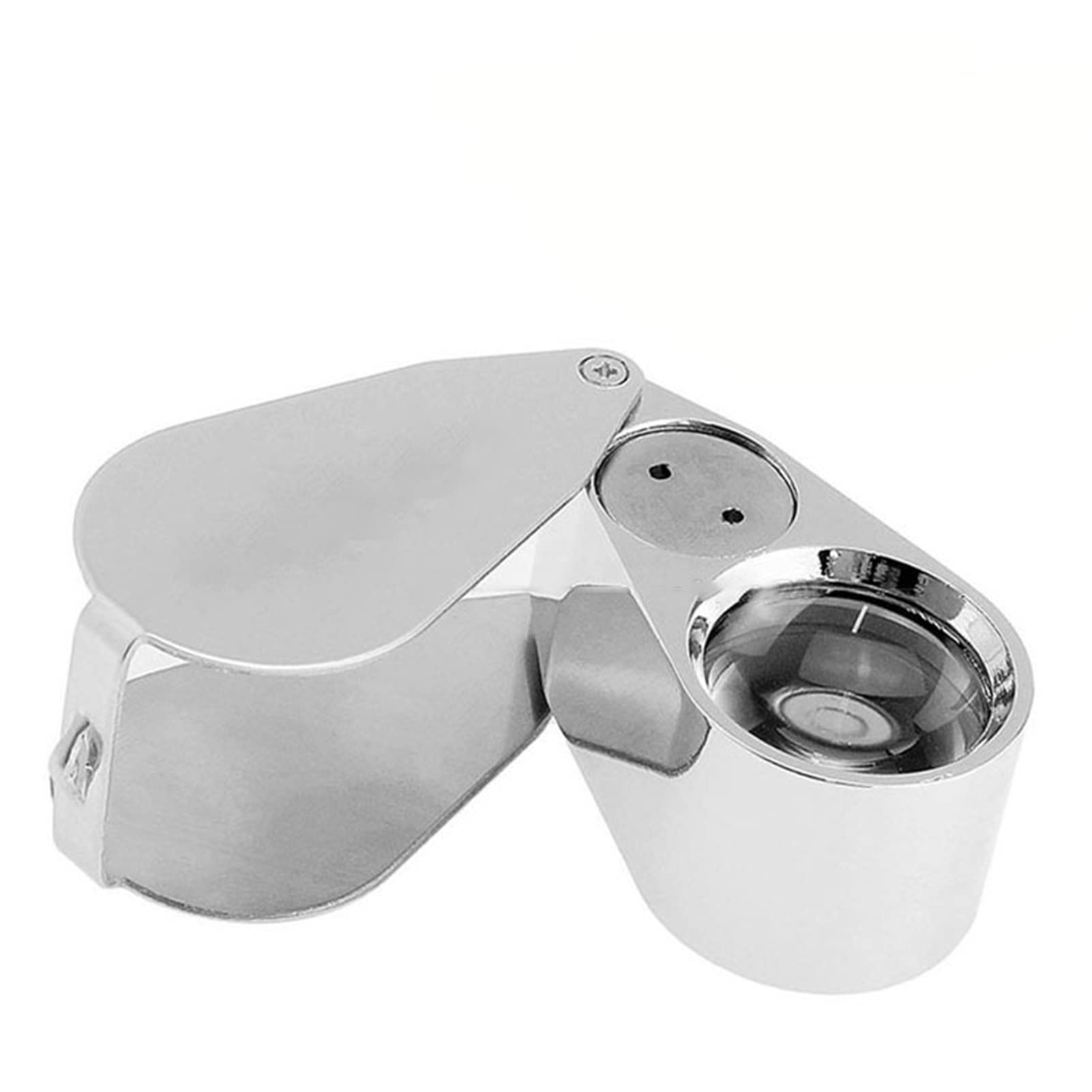 Foldable Jewelry Eye Loop Magnifier with 2 LED Lights - Stainless Steel Handheld Magnifying Glass for Watch Repair, Stamp Collection, Plant Inspection & Close-Up Work (Portable & Illuminated)