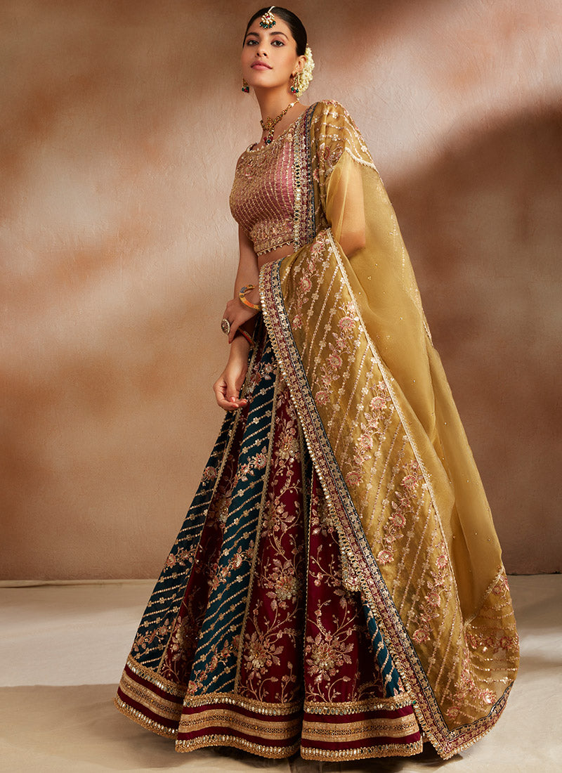 Exquisite Multicolor Embroidered Georgette Lehenga Choli Set for Women | Indian Wedding Party Dress | Perfect for Festivals, Sangeet & Mehendi Ceremonies