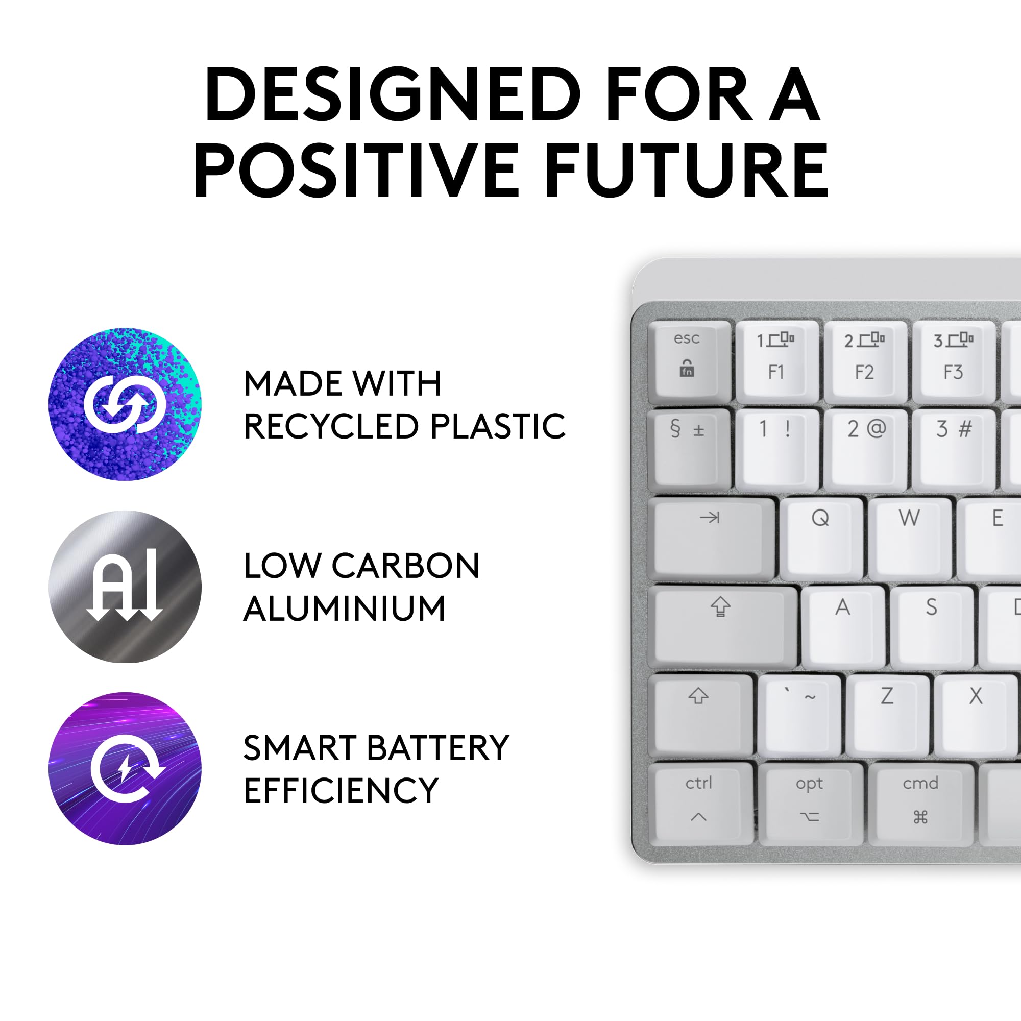 Logitech MX Mechanical Mini Wireless Keyboard for Mac - Low-Profile Tactile Switches, Quiet Backlit Keys, Bluetooth & USB-C Connectivity - Compatible with Mac, iPad (Pale Grey) | Perfect for Office Work, Coding & Creative Professionals