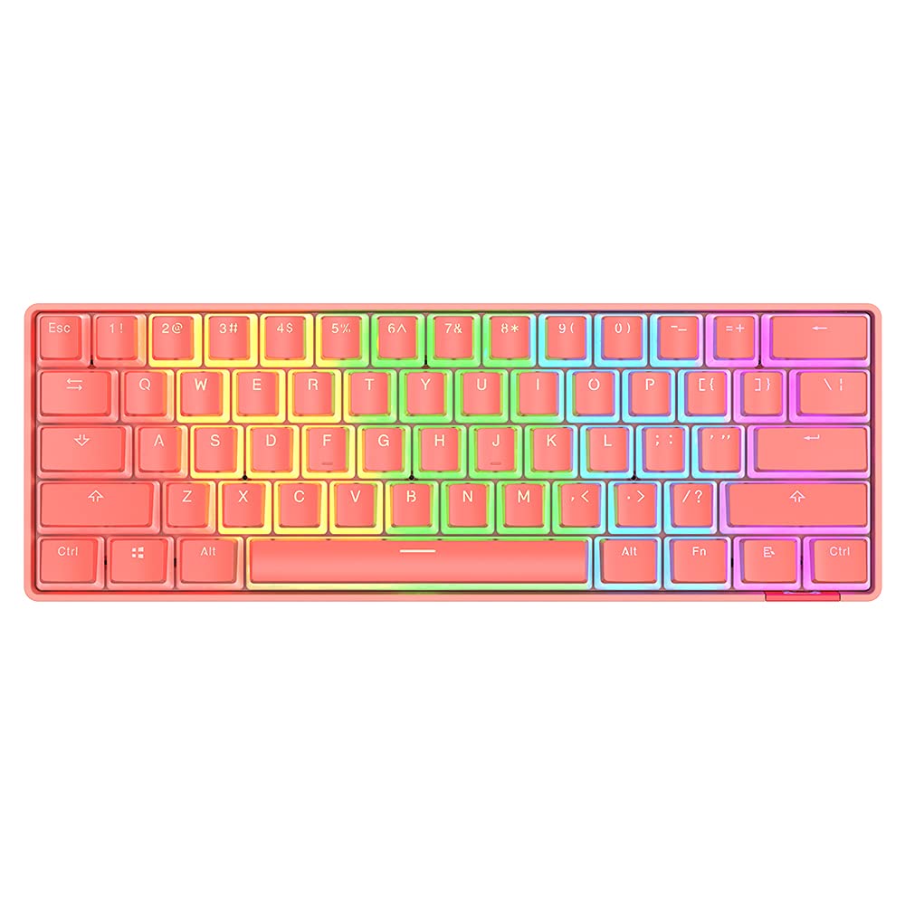 STK61 60% Bluetooth 5.0 Mechanical Keyboard with PBT Keycaps - Compact Gaming for Office & Travel