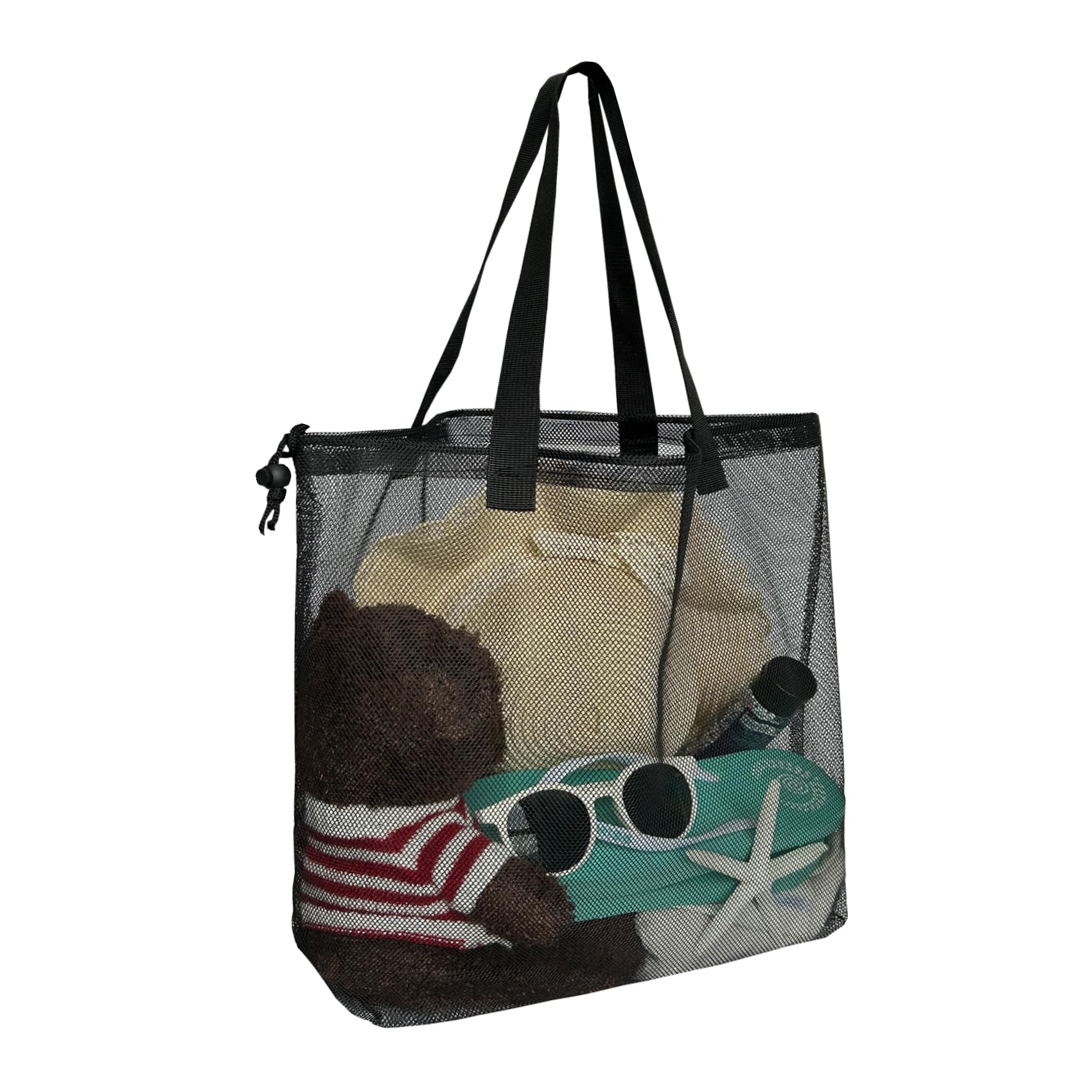 4-Piece Cute Mesh Pool Tote Bags with Drawstring - Waterproof Beach Bags for Swimming, Travel, Picnic, Gym & Summer Outings