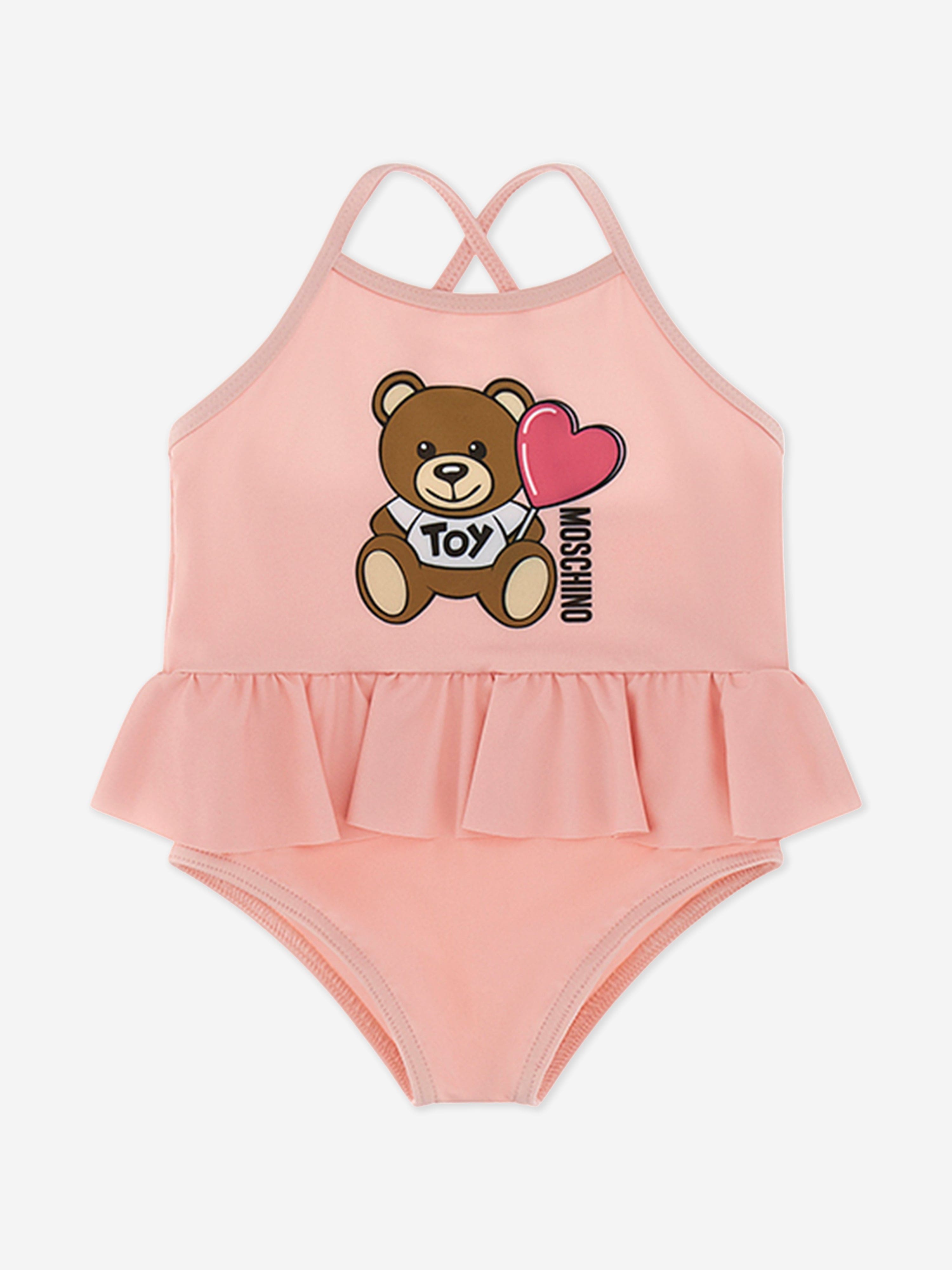 Adorable Pink Teddy Bear Swimsuit for Baby Girls - Perfect for Beach, Pool & Summer Photoshoots