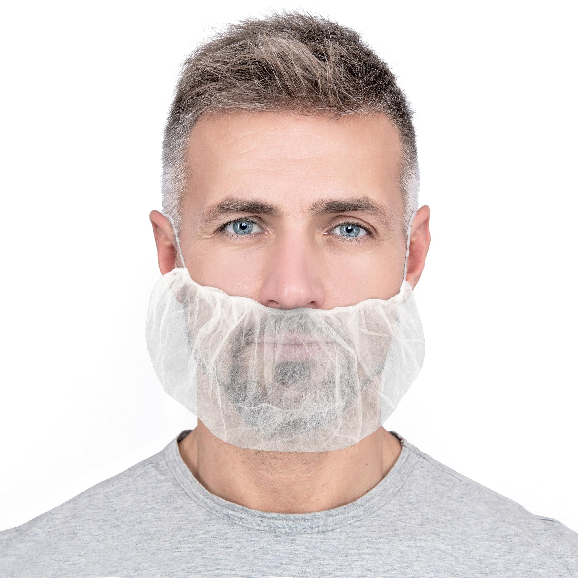 ABC White Disposable Beard Nets for Work - 18 Inch, Pack of 1000 Polypropylene Beard Covers with Elastic Bands | Breathable Food Service Beard Nets for Cooking, Cleaning, Restaurant & Food Processing Safety