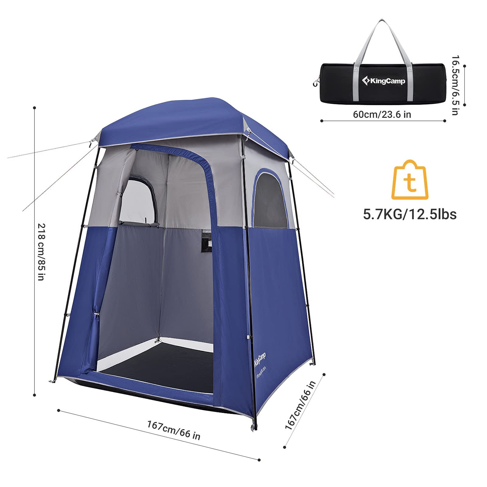 KingCamp Outdoor Shower Tent - Portable Camping Dressing Room & Shelter with Foldable Kitchen Table & Storage Organizer | Perfect for Camping, Beach, RV Trips & Outdoor Adventures