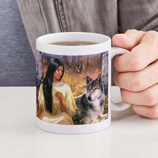 Grey Wolf Ceramic Coffee Mug 11 oz (325 ml) - Perfect for Hot & Cold Drinks, Ideal for Home, Office, Camping Gifts - Unique Wolf Design