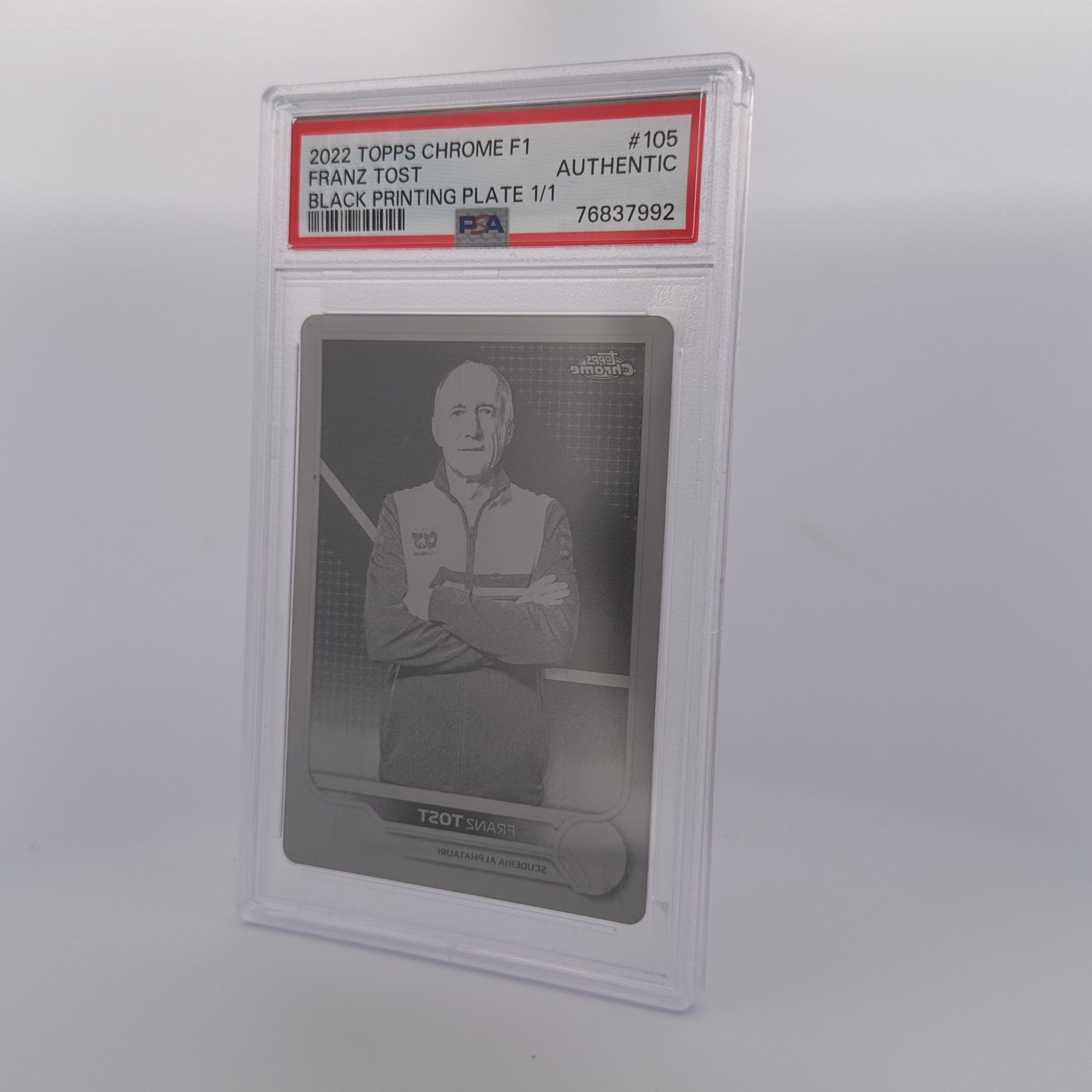 PSA Authentic 1/1 Franz Tost Black Printing Plate - Rare Collectible for Sports Memorabilia Display & Framing