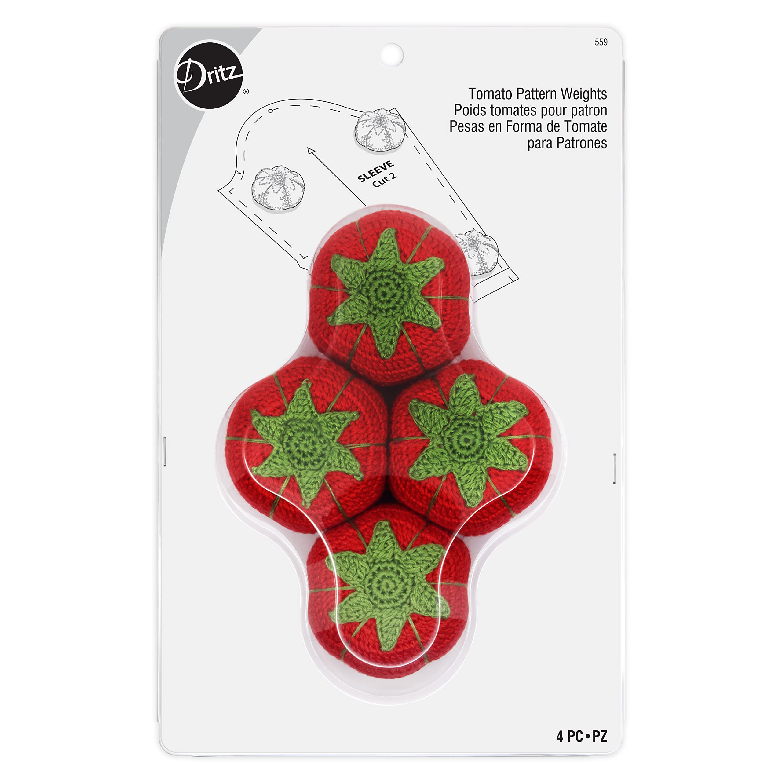 Dritz Tomato Pattern Weights - Set of 4 Red Sewing Weights for Quilting, Dressmaking & Fabric Crafts | Perfect for Holding Patterns in Place During Cutting