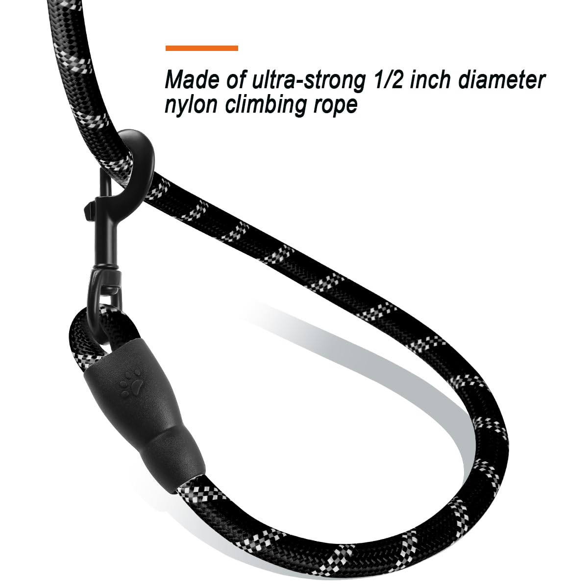 **BARKBAY Heavy Duty Dog Leash for Large Dogs - 5FT Reflective Padded Handle Leash for Walking, Training & Running - Durable & Comfortable for Medium to Large Breeds (Black, 1/2'') - Perfect for Night Walks & Outdoor Adventures**
