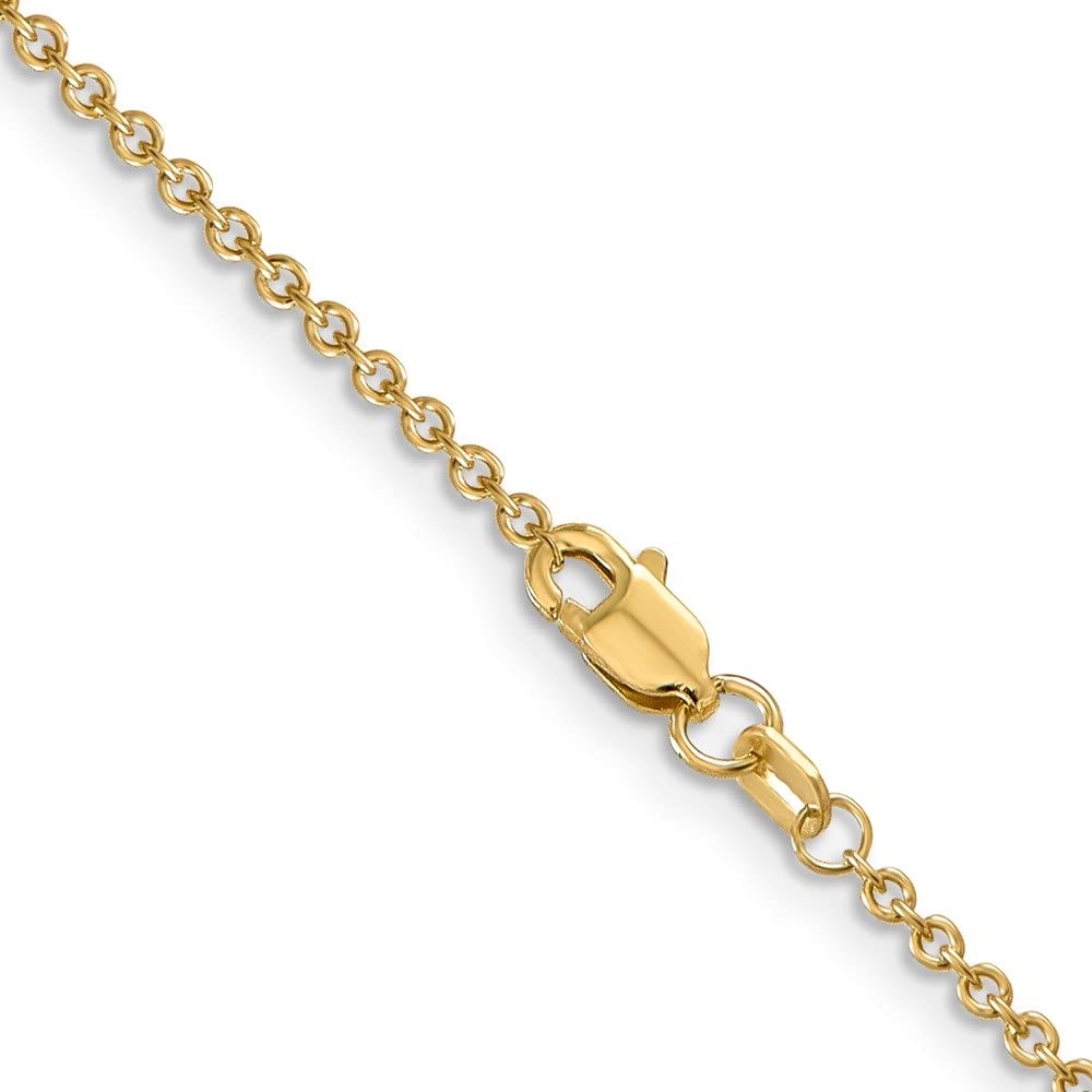 14K Gold 1.6mm Round Open Link Cable Chain Necklace for Women - Dainty Fine Jewelry for Everyday Wear, Layering & Gift Giving
