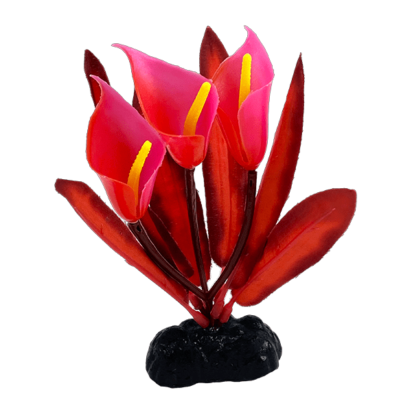 Premium Red Peace Lily Silk Betta Fish Plants (4 Pack) - Safe & Realistic Aquarium Decor for Betta Fish Tanks, Home & Office Aquascaping