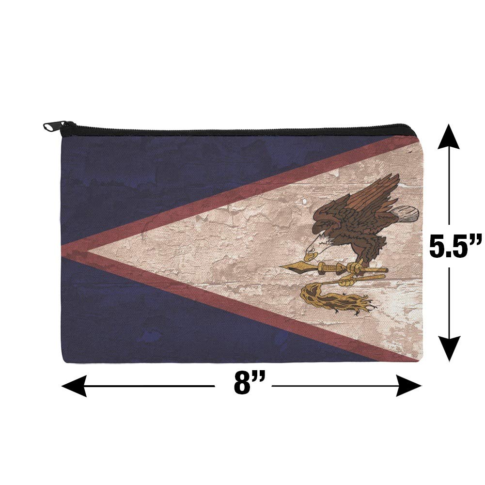 Vintage Distressed American Samoa Flag Makeup Bag - Waterproof Cosmetic Organizer Pouch for Travel, Gym & Daily Use | Rustic Style