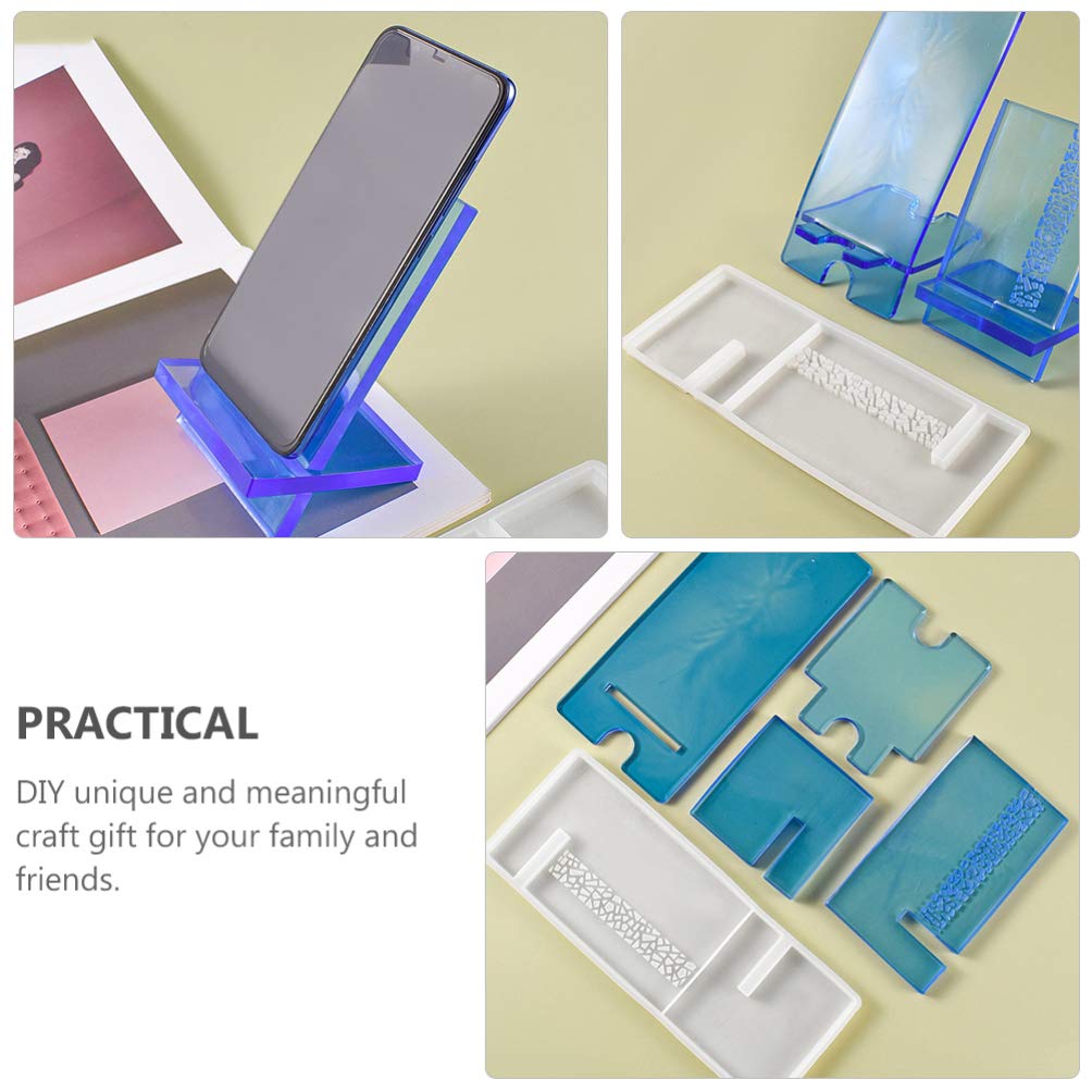 EXCEART 2-Pack Silicone Phone Stand Mold for Resin DIY Craft - Universal Holder for Smartphones & Tablets - Perfect for Home, Office, and Crafting Projects